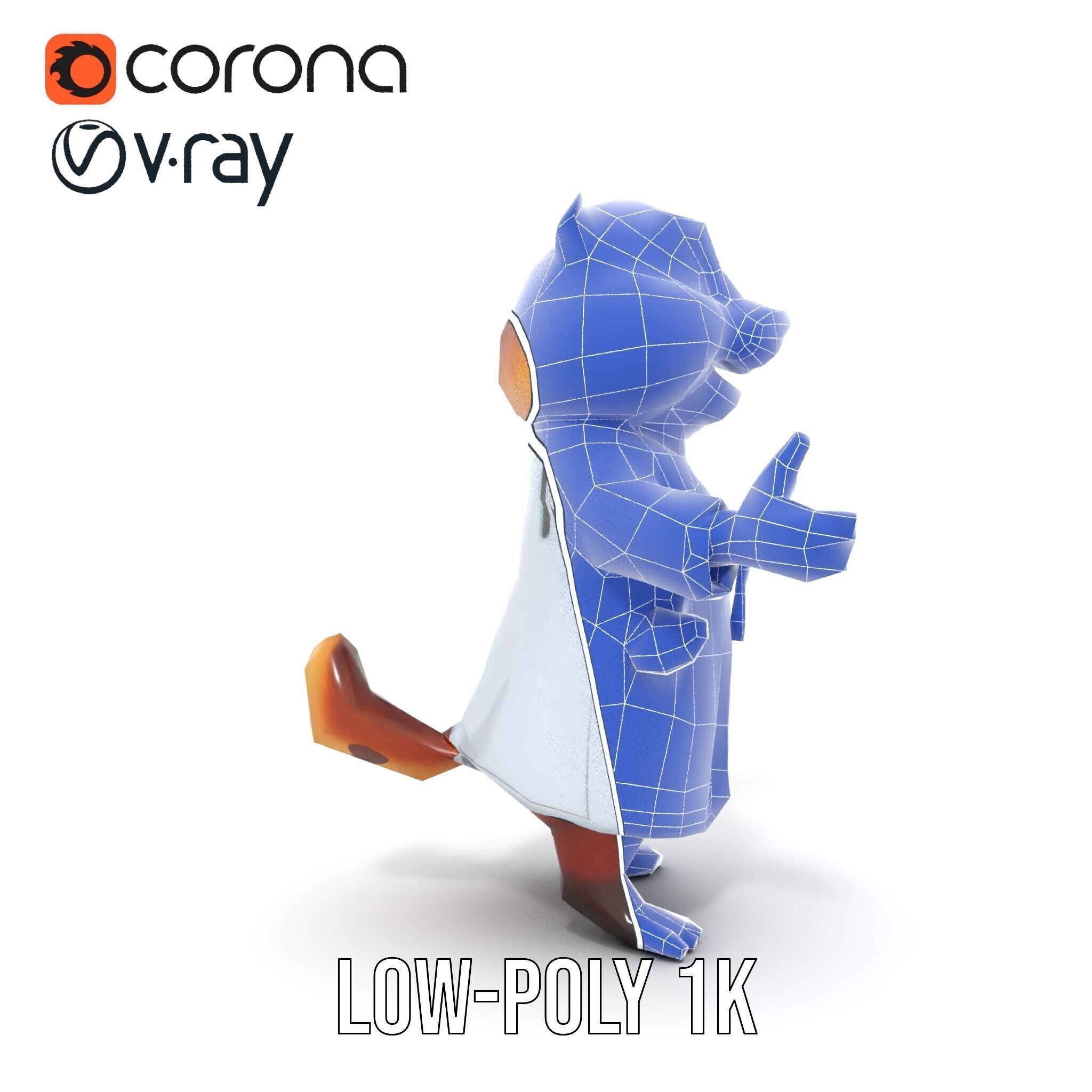 Cheerful Chipmunk Scientist Rigged and Animated D Model Low-poly 3D model_31