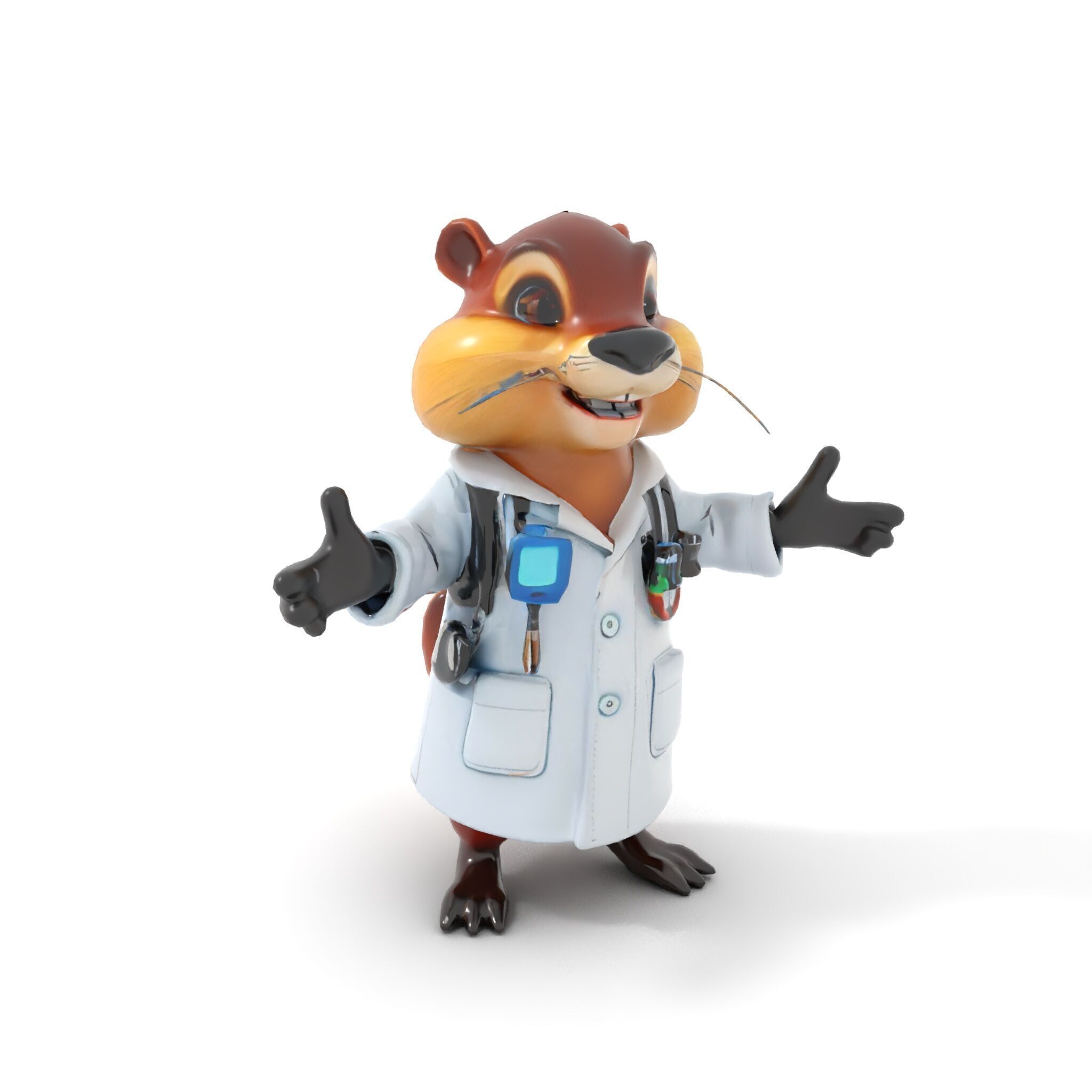 Cheerful Chipmunk Scientist Rigged and Animated D Model Low-poly 3D model_27
