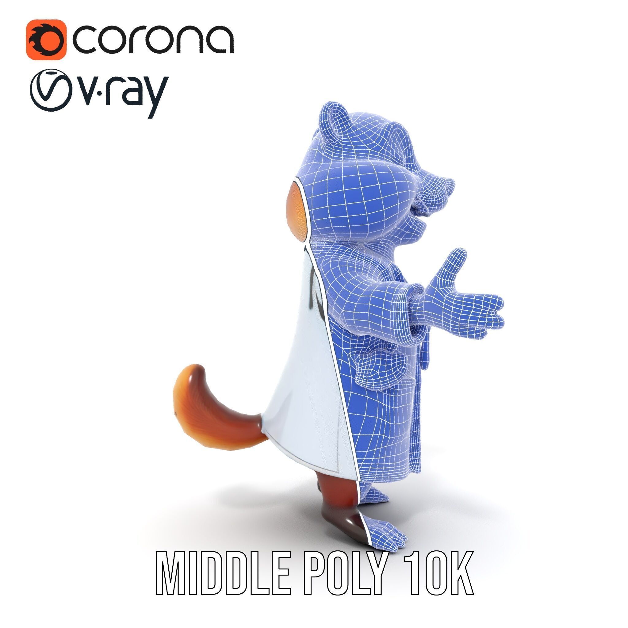 Cheerful Chipmunk Scientist Rigged and Animated D Model Low-poly 3D model_35