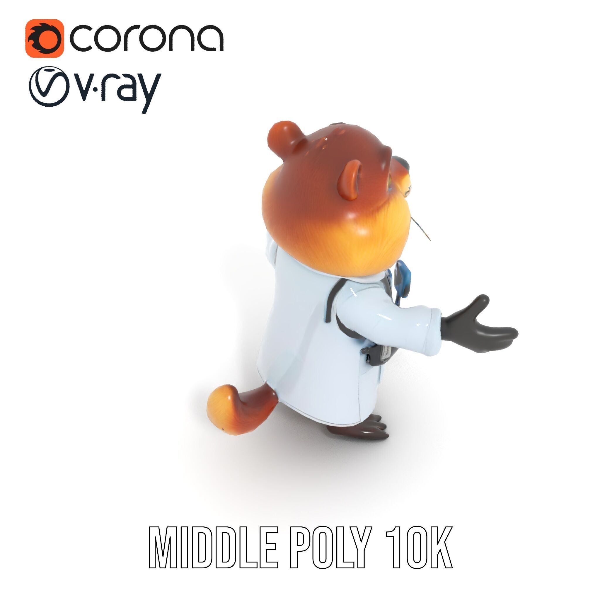 Cheerful Chipmunk Scientist Rigged and Animated D Model Low-poly 3D model_10