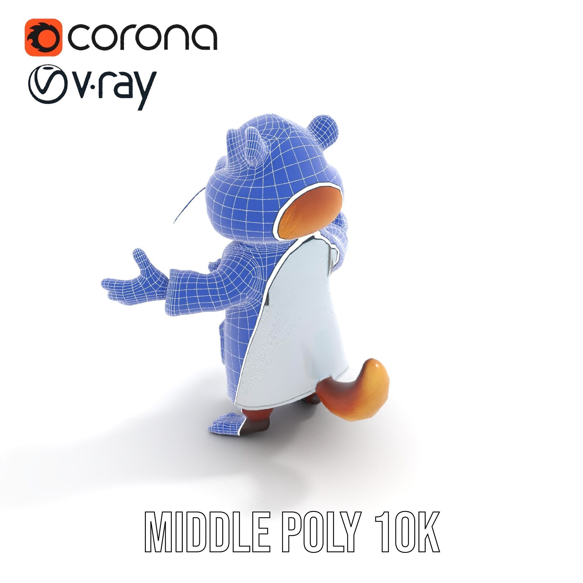 Cheerful Chipmunk Scientist Rigged and Animated D Model Low-poly 3D model_30