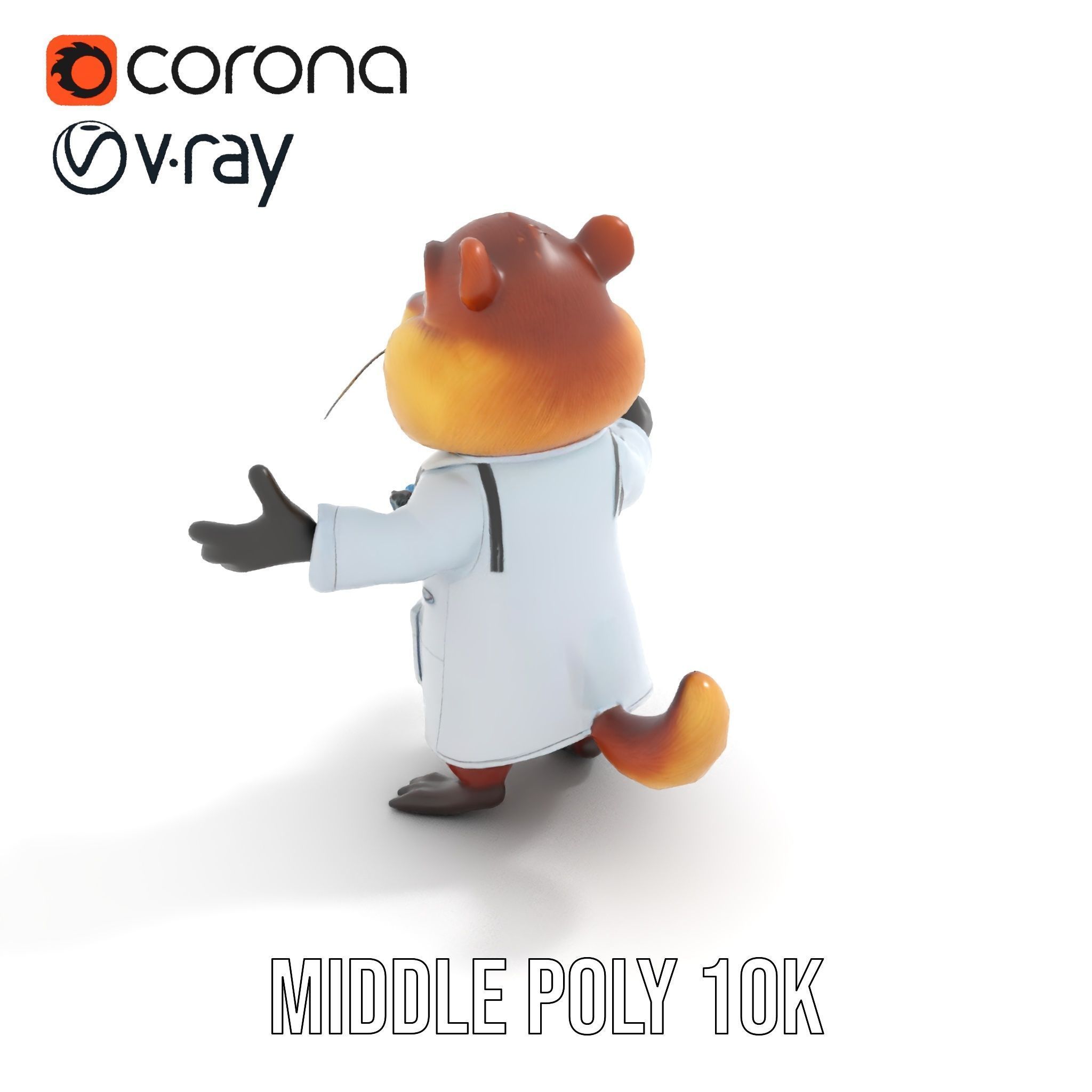 Cheerful Chipmunk Scientist Rigged and Animated D Model Low-poly 3D model_15