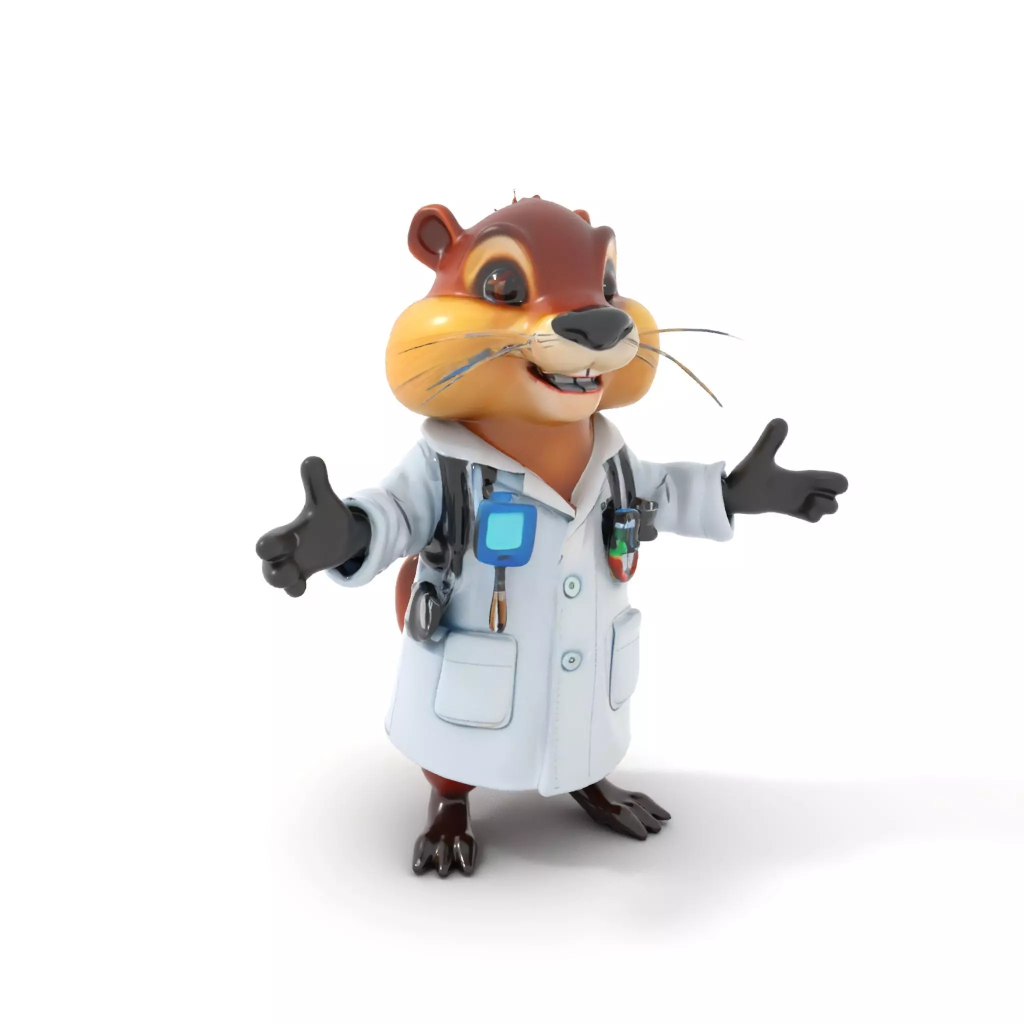 Cheerful Chipmunk Scientist Rigged and Animated D Model Low-poly 3D model_0