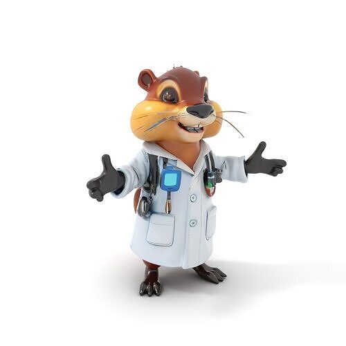 Cheerful Chipmunk Scientist Rigged and Animated D Model Low-poly 3D model