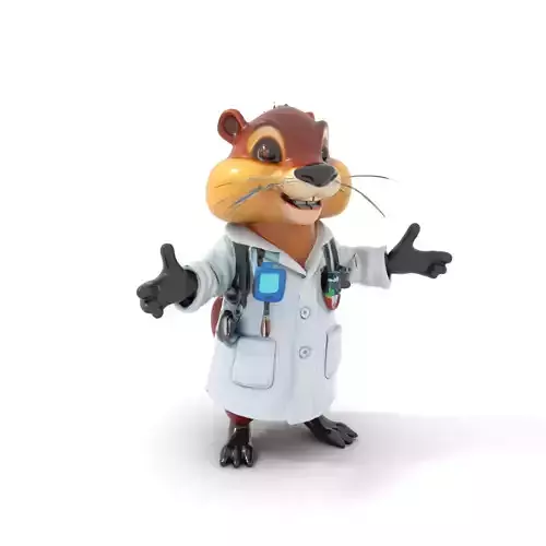 Cheerful Chipmunk Scientist Rigged and Animated D Model Low-poly 3D model