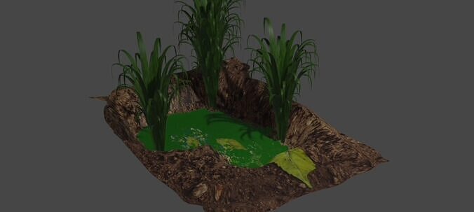 Animated model of a pond 3D model