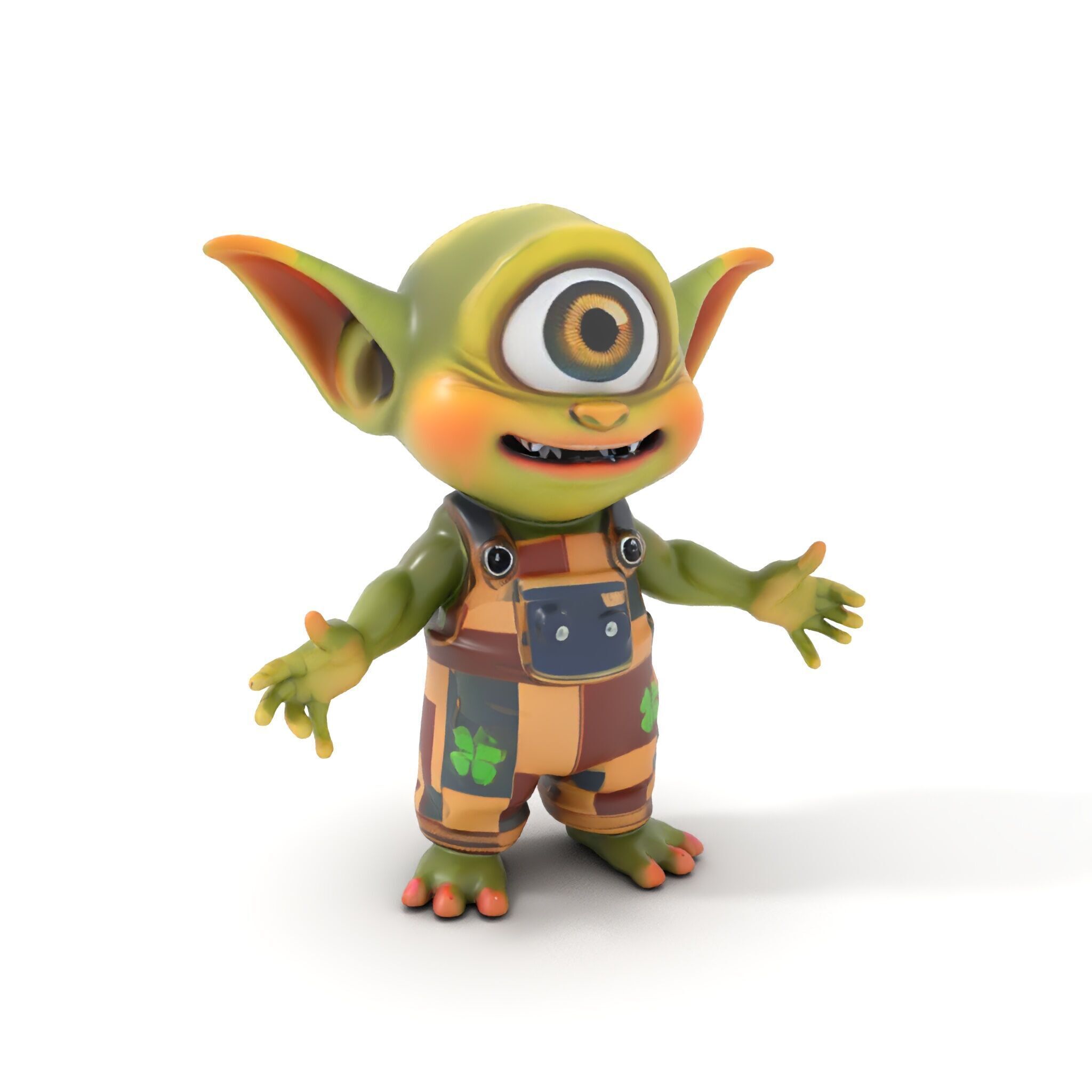 Cyclopean Goblin Child  Rigged and Animated D Character Model Low-poly 3D model_10