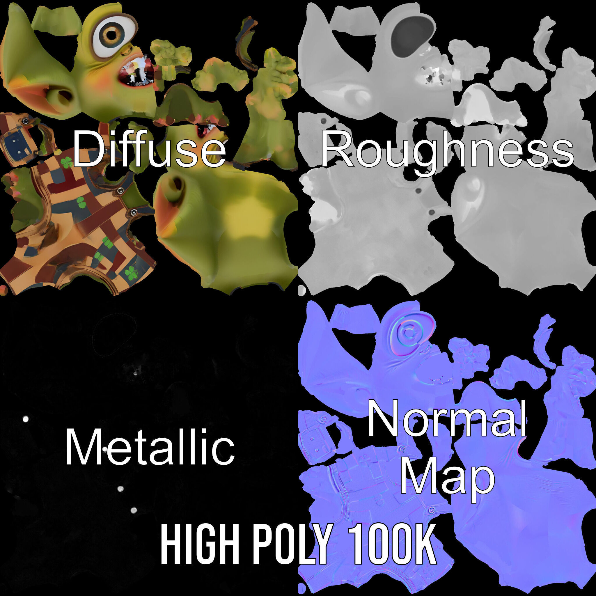 Cyclopean Goblin Child  Rigged and Animated D Character Model Low-poly 3D model_3