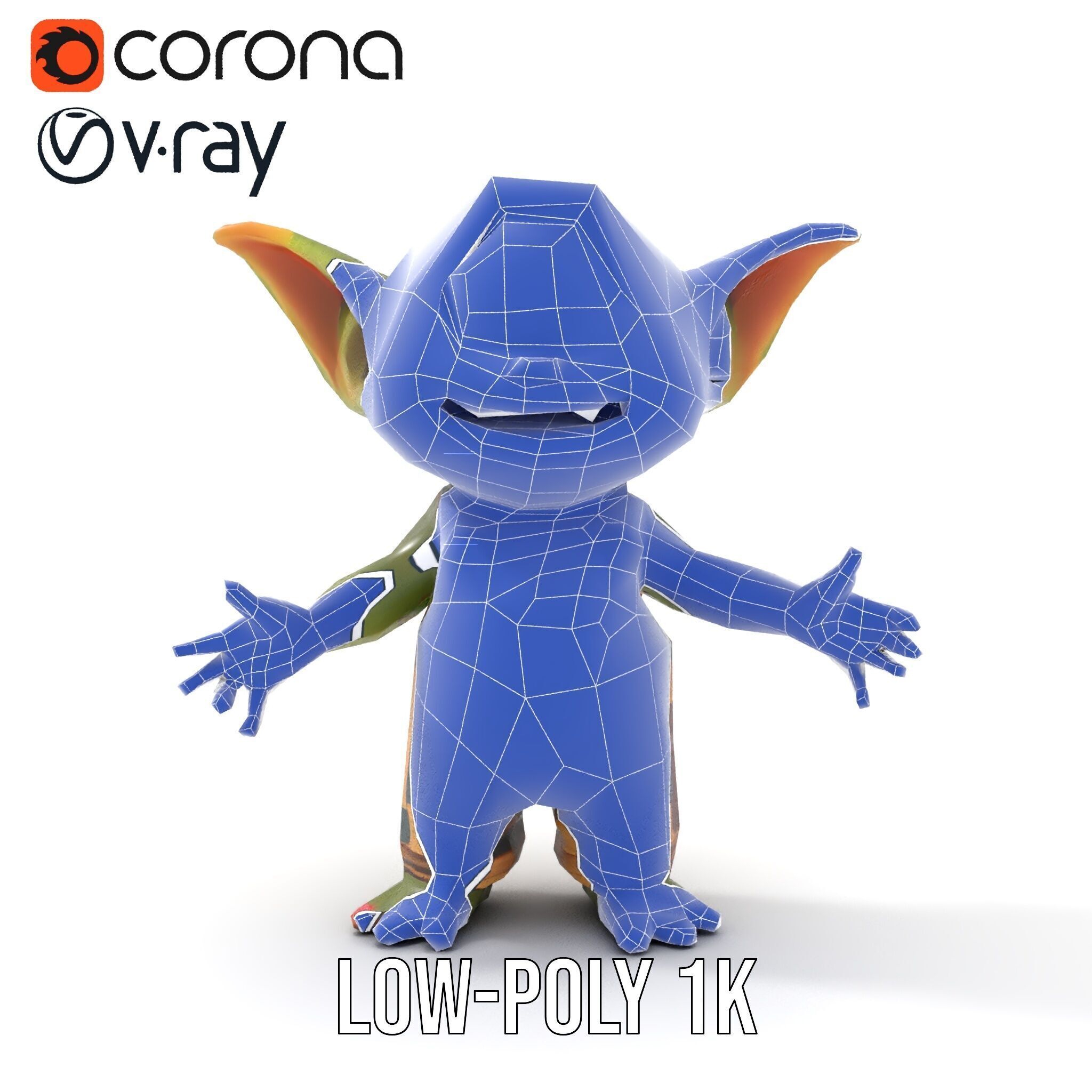 Cyclopean Goblin Child  Rigged and Animated D Character Model Low-poly 3D model_14