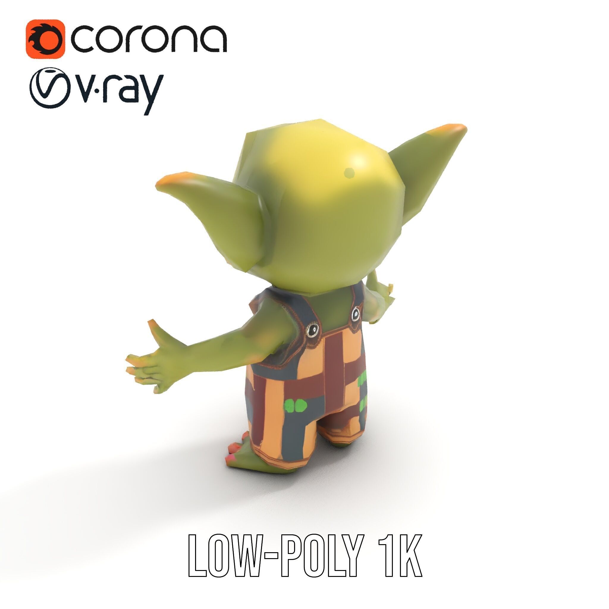 Cyclopean Goblin Child  Rigged and Animated D Character Model Low-poly 3D model_11