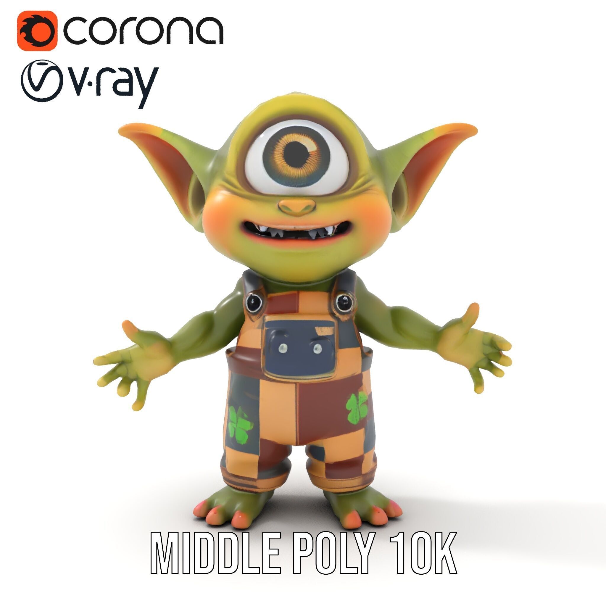 Cyclopean Goblin Child  Rigged and Animated D Character Model Low-poly 3D model_24