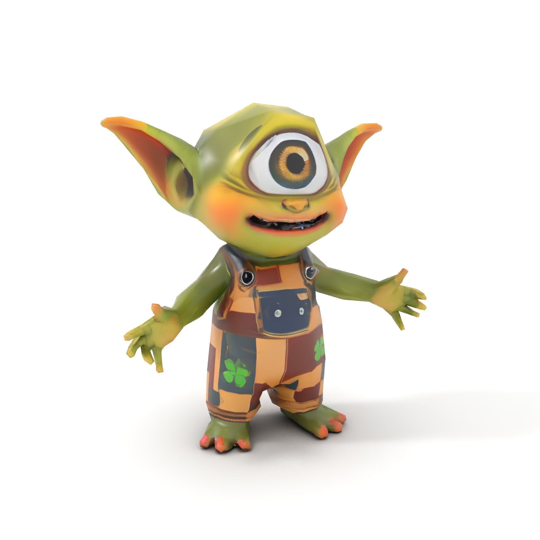 Cyclopean Goblin Child  Rigged and Animated D Character Model Low-poly 3D model_7