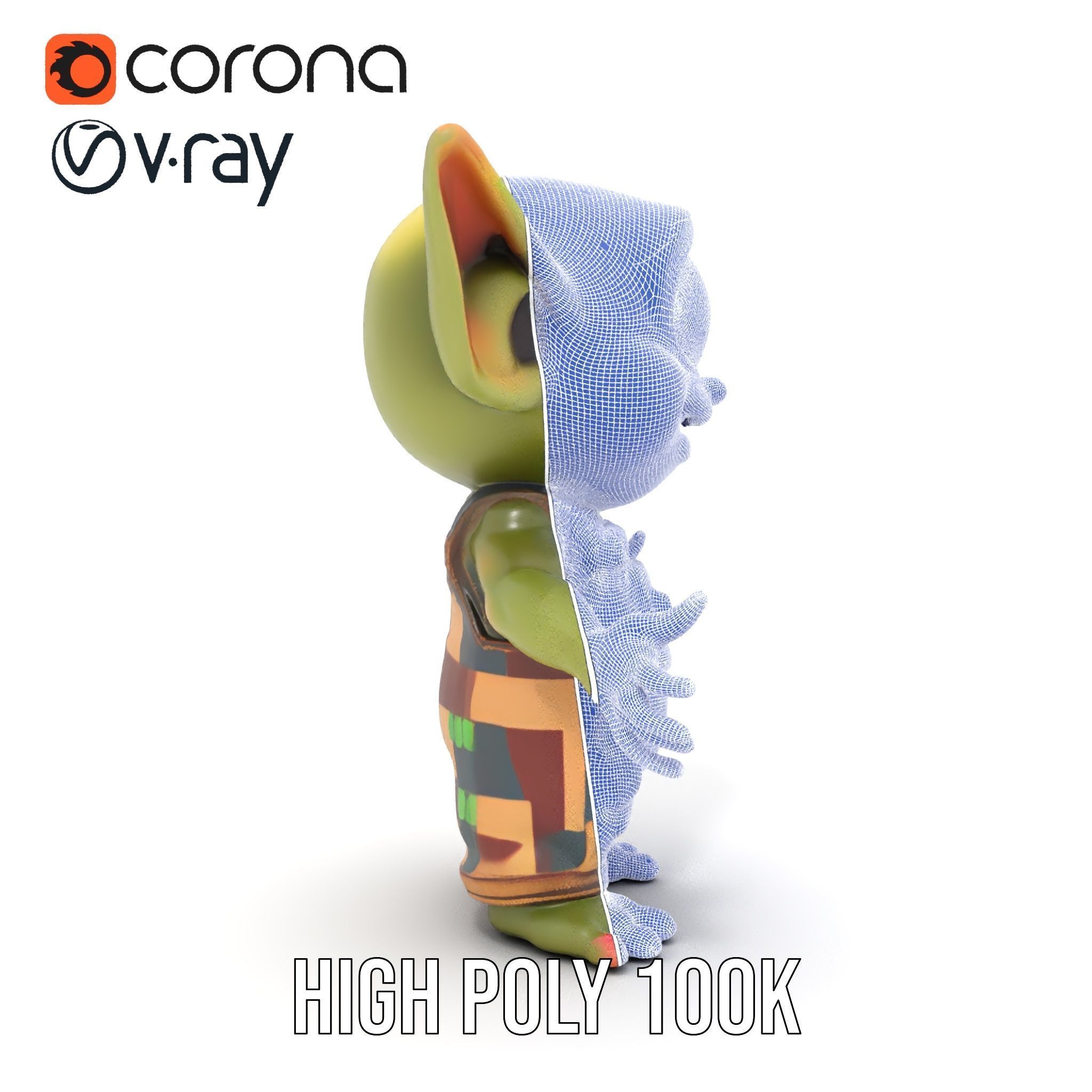 Cyclopean Goblin Child  Rigged and Animated D Character Model Low-poly 3D model_36