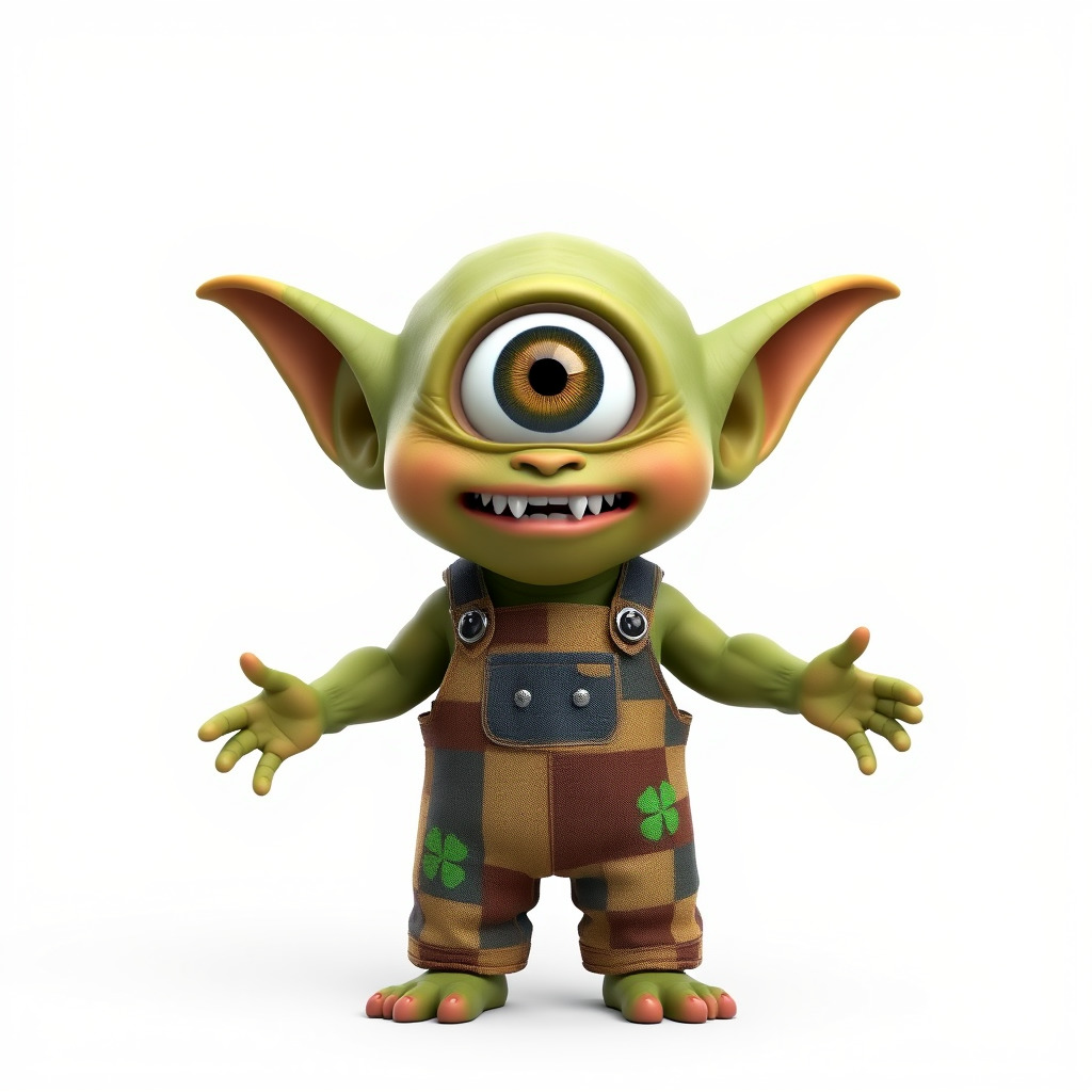 Cyclopean Goblin Child  Rigged and Animated D Character Model Low-poly 3D model_2