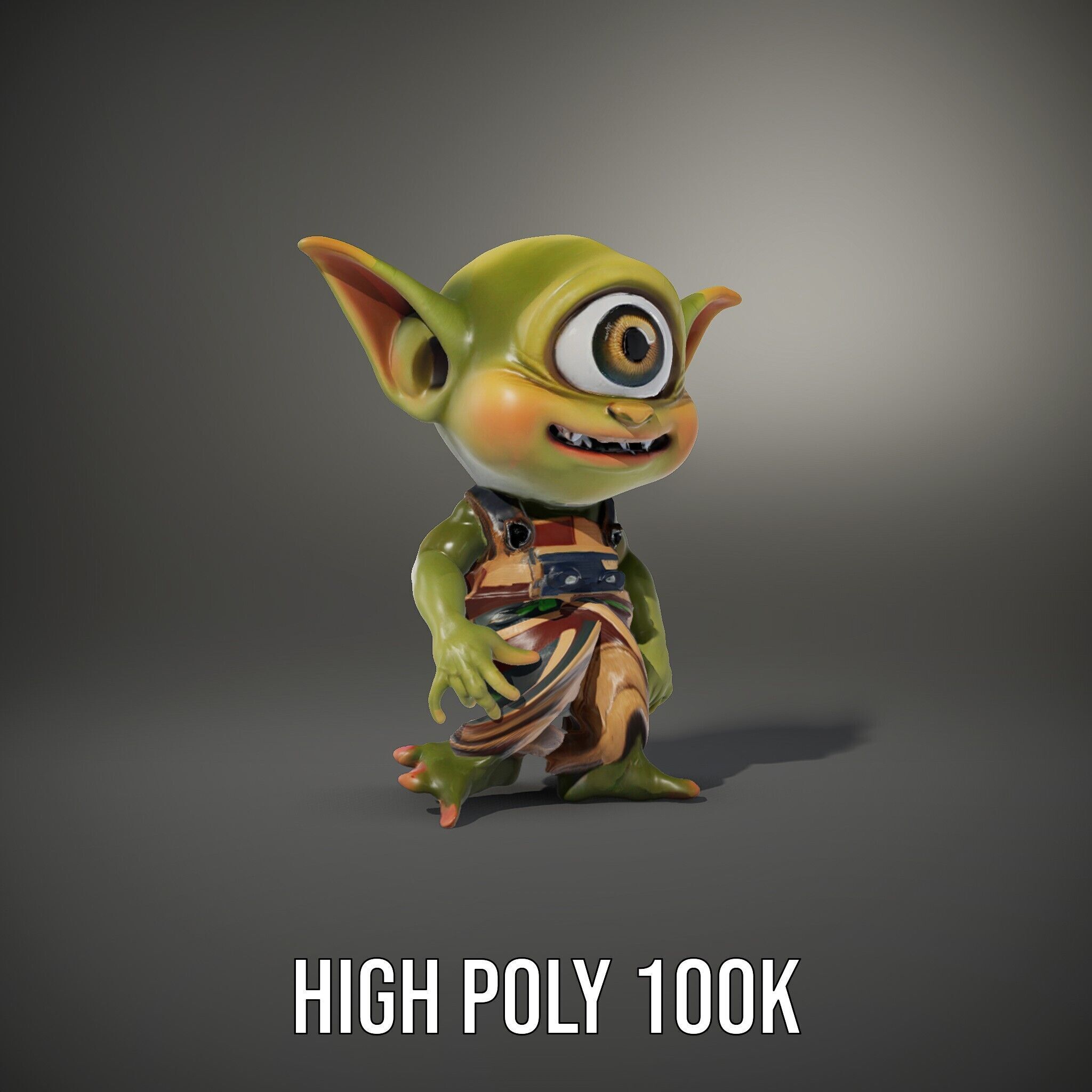Cyclopean Goblin Child  Rigged and Animated D Character Model Low-poly 3D model_12