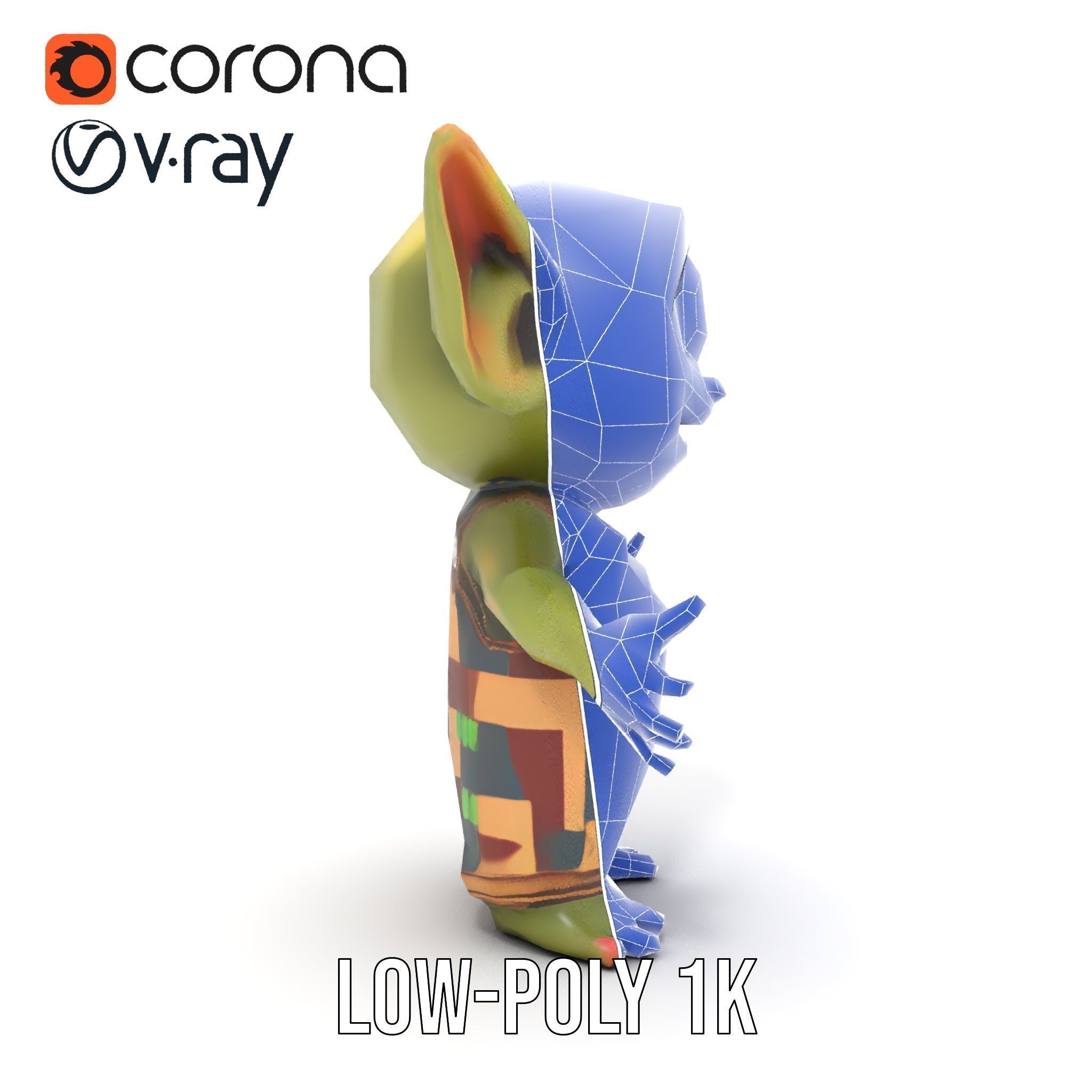 Cyclopean Goblin Child  Rigged and Animated D Character Model Low-poly 3D model_17