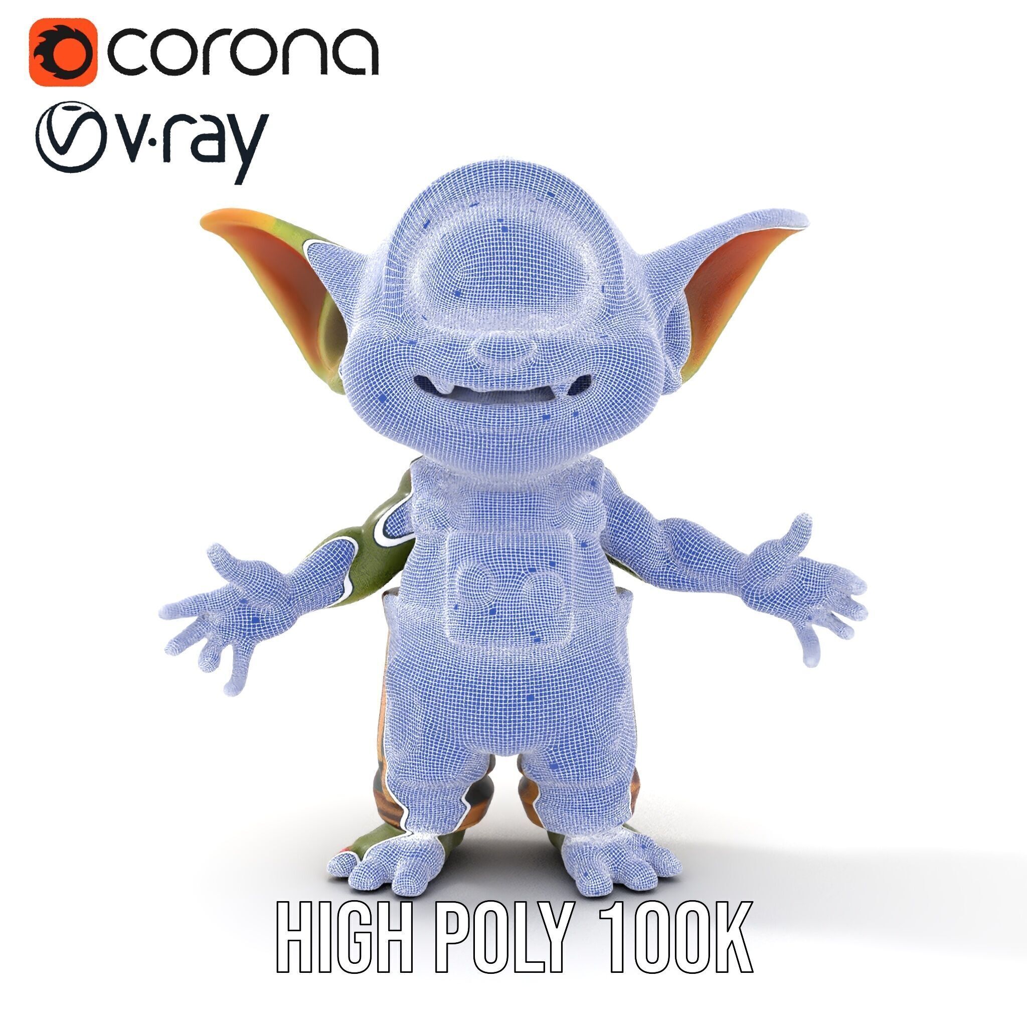 Cyclopean Goblin Child  Rigged and Animated D Character Model Low-poly 3D model_35