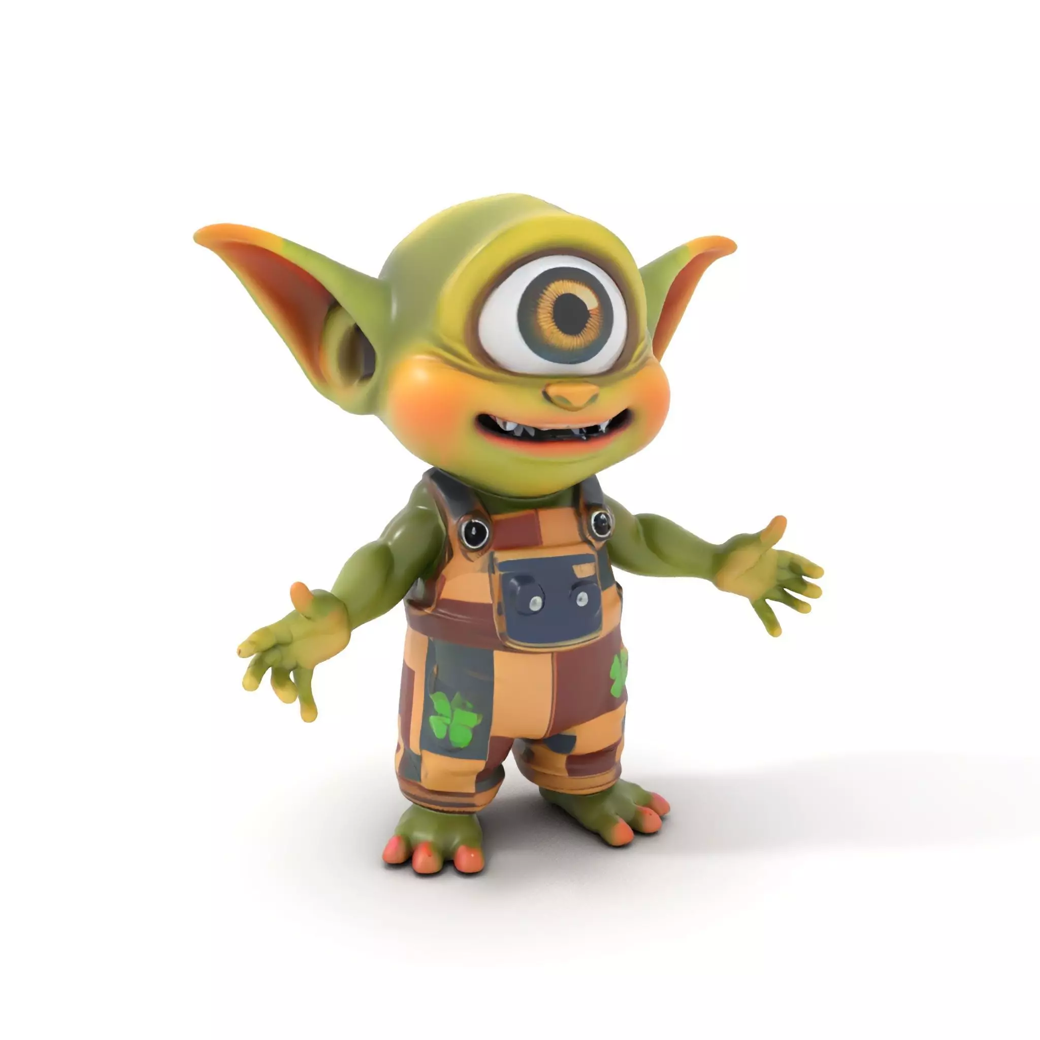 Cyclopean Goblin Child  Rigged and Animated D Character Model Low-poly 3D model_0