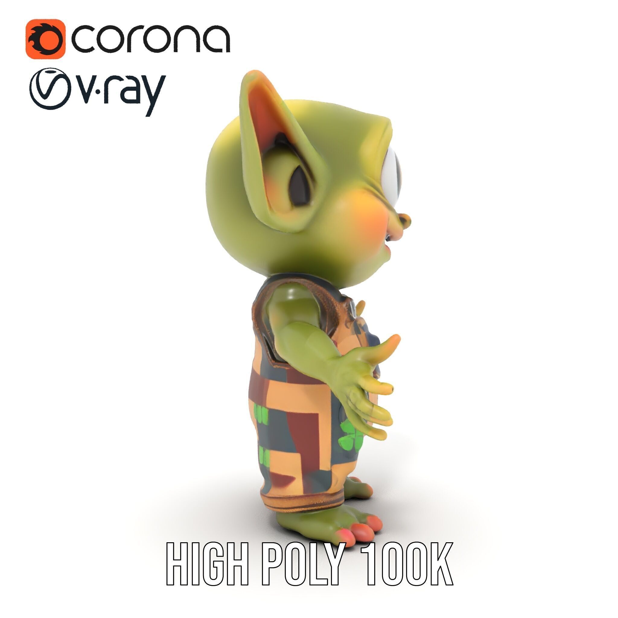 Cyclopean Goblin Child  Rigged and Animated D Character Model Low-poly 3D model_9