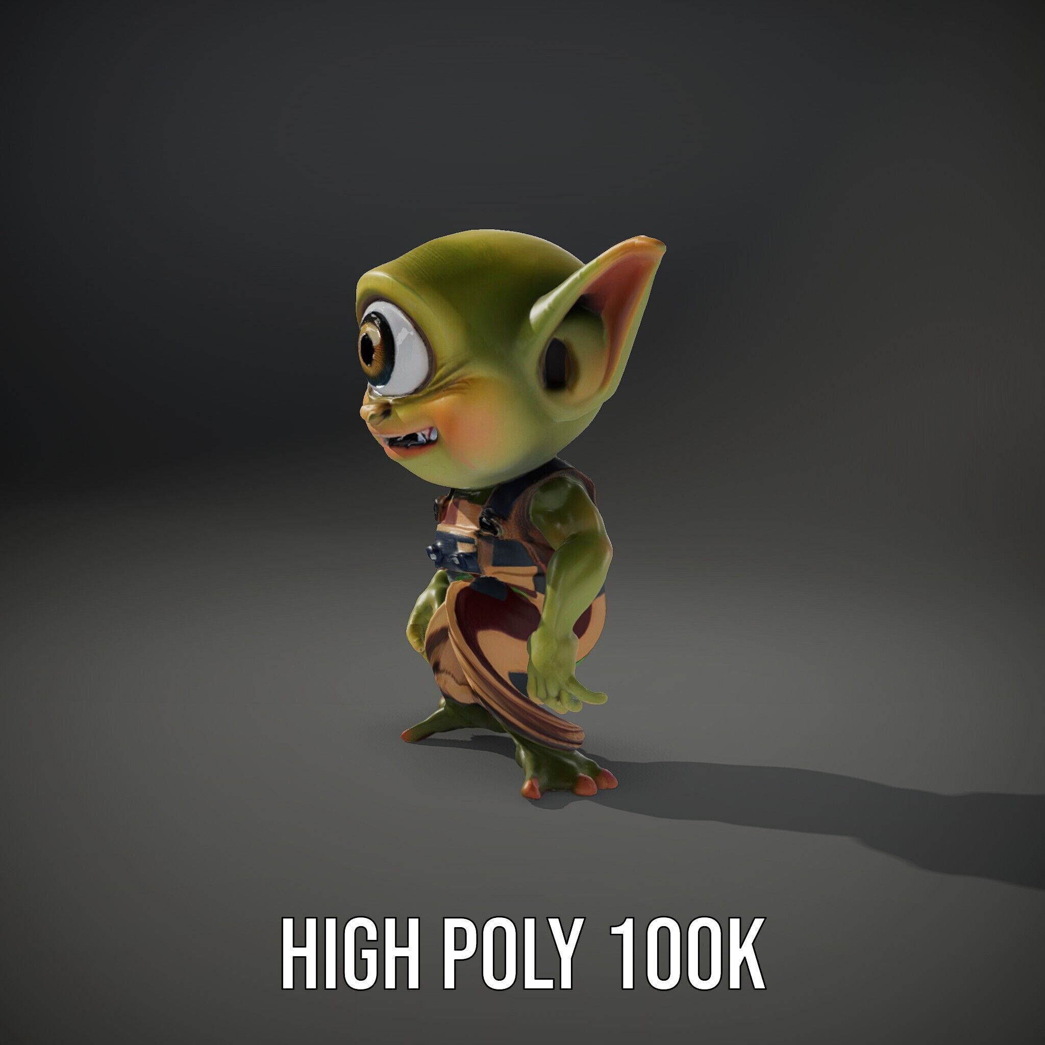 Cyclopean Goblin Child  Rigged and Animated D Character Model Low-poly 3D model_15