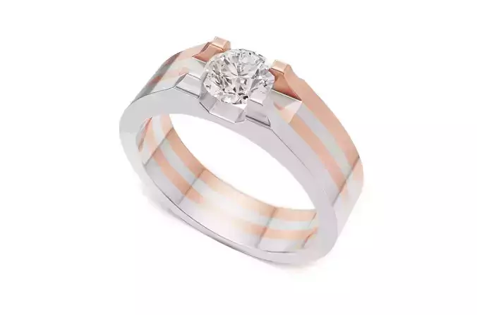 Mens Two-Tone Solitaire Wedding Ring  3D print model
