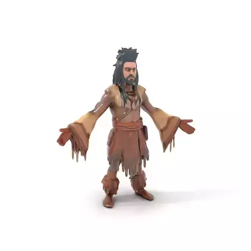 Tribal Warrior Rigged and Animated D Character Model