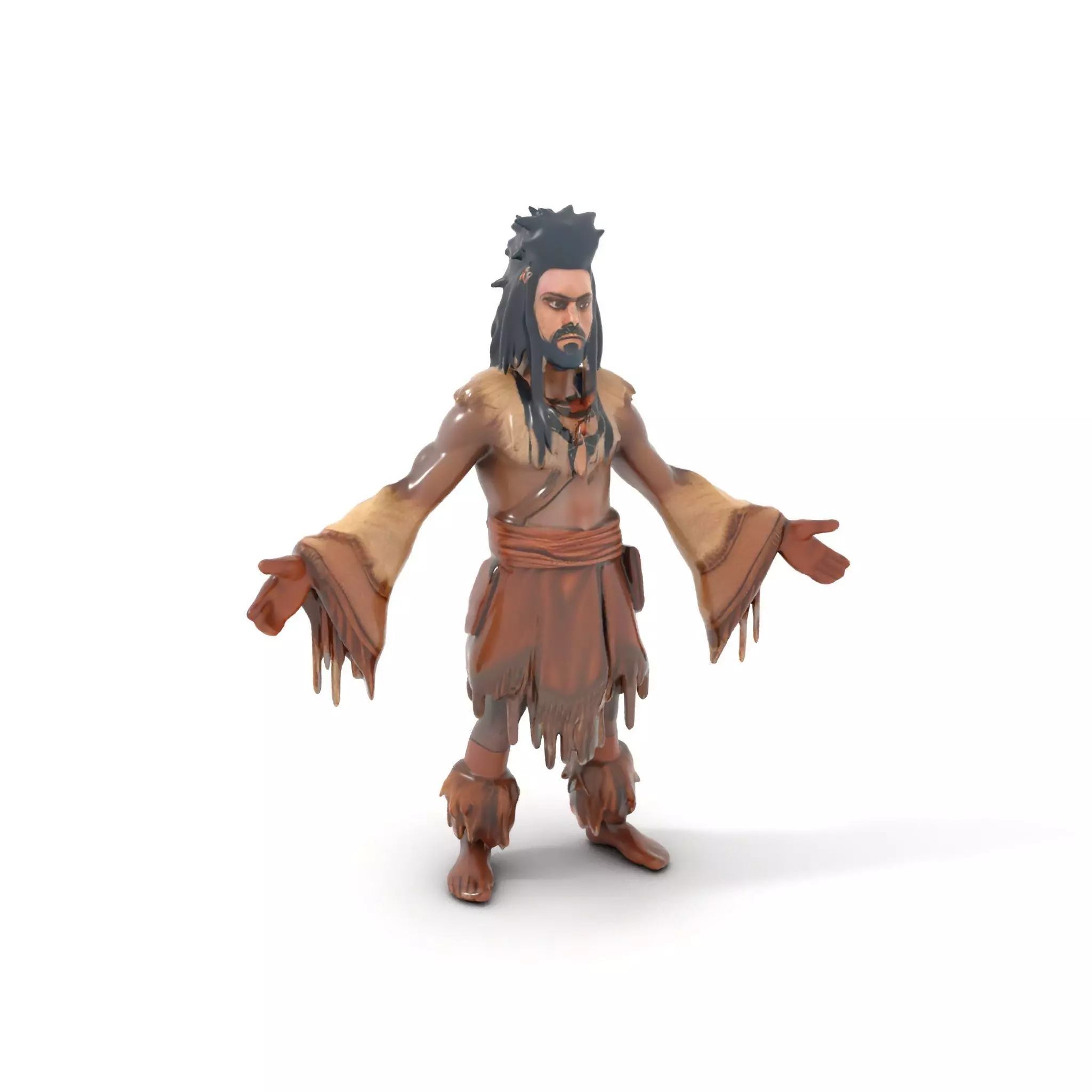 Tribal Warrior Rigged and Animated D Character Model Low-poly 3D model