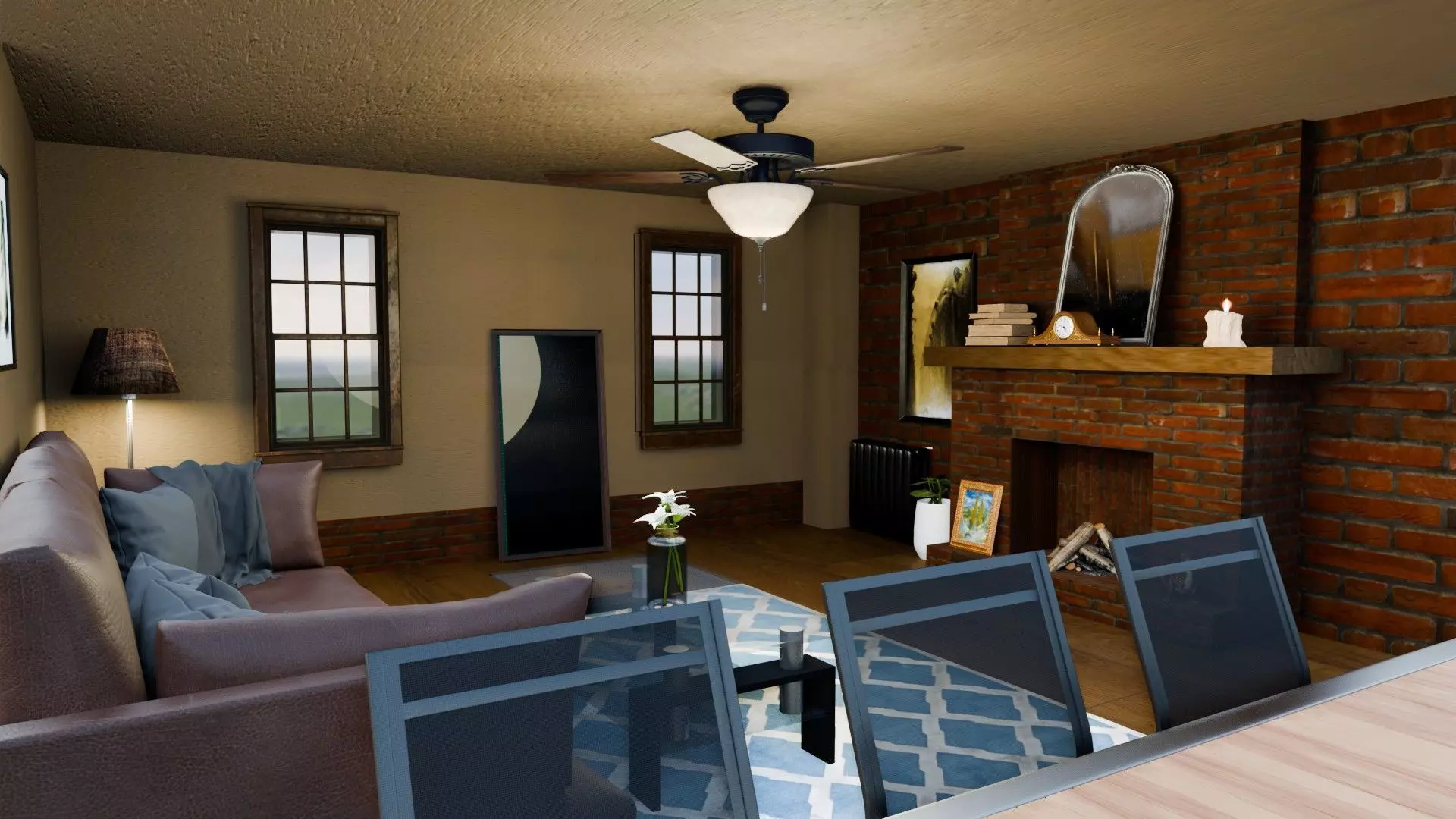 New York Apartment Living Room Only Interior EEVEE Low-poly 3D model