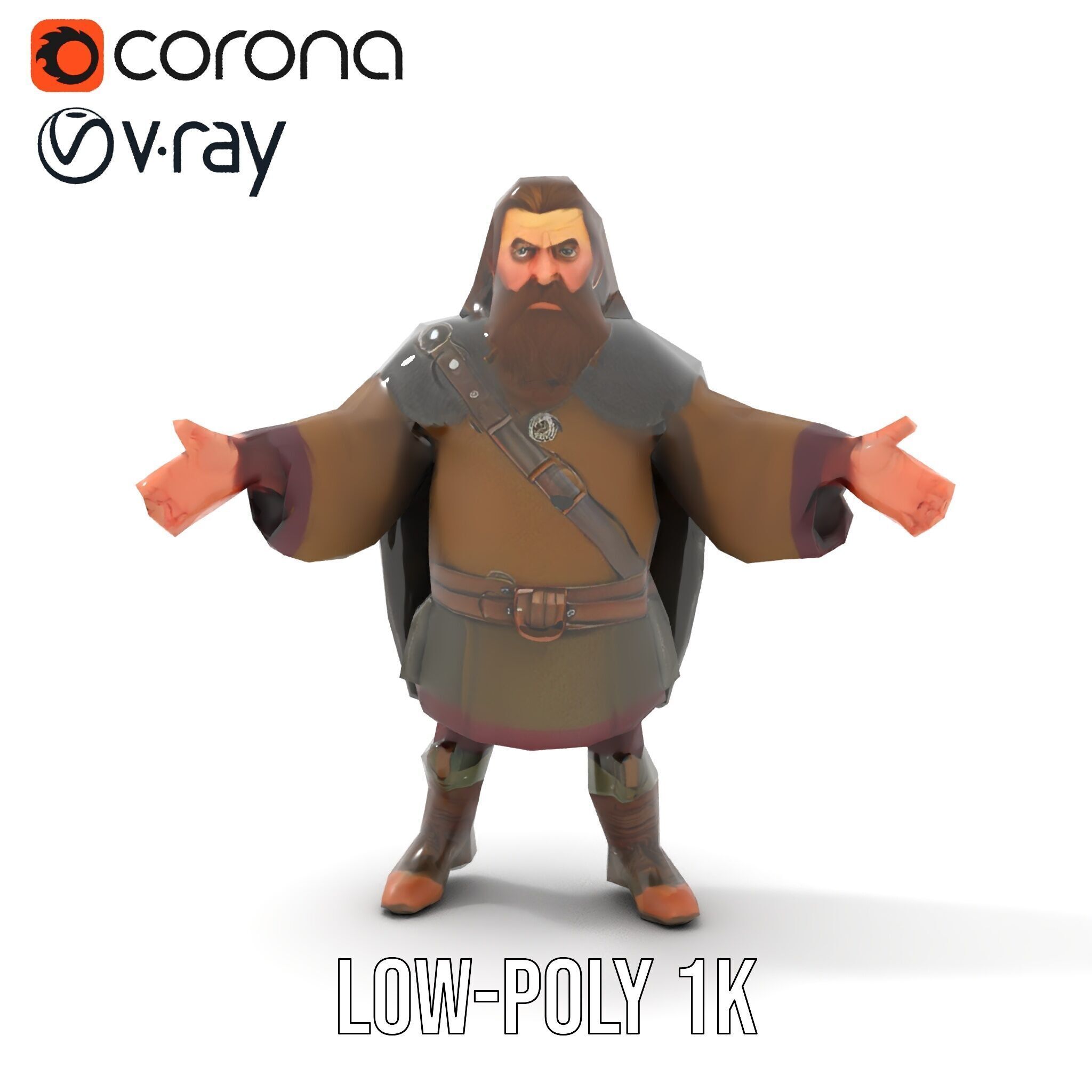 Viking Warrior Detailed Rigged and Animated D Character Model Low-poly 3D model_24