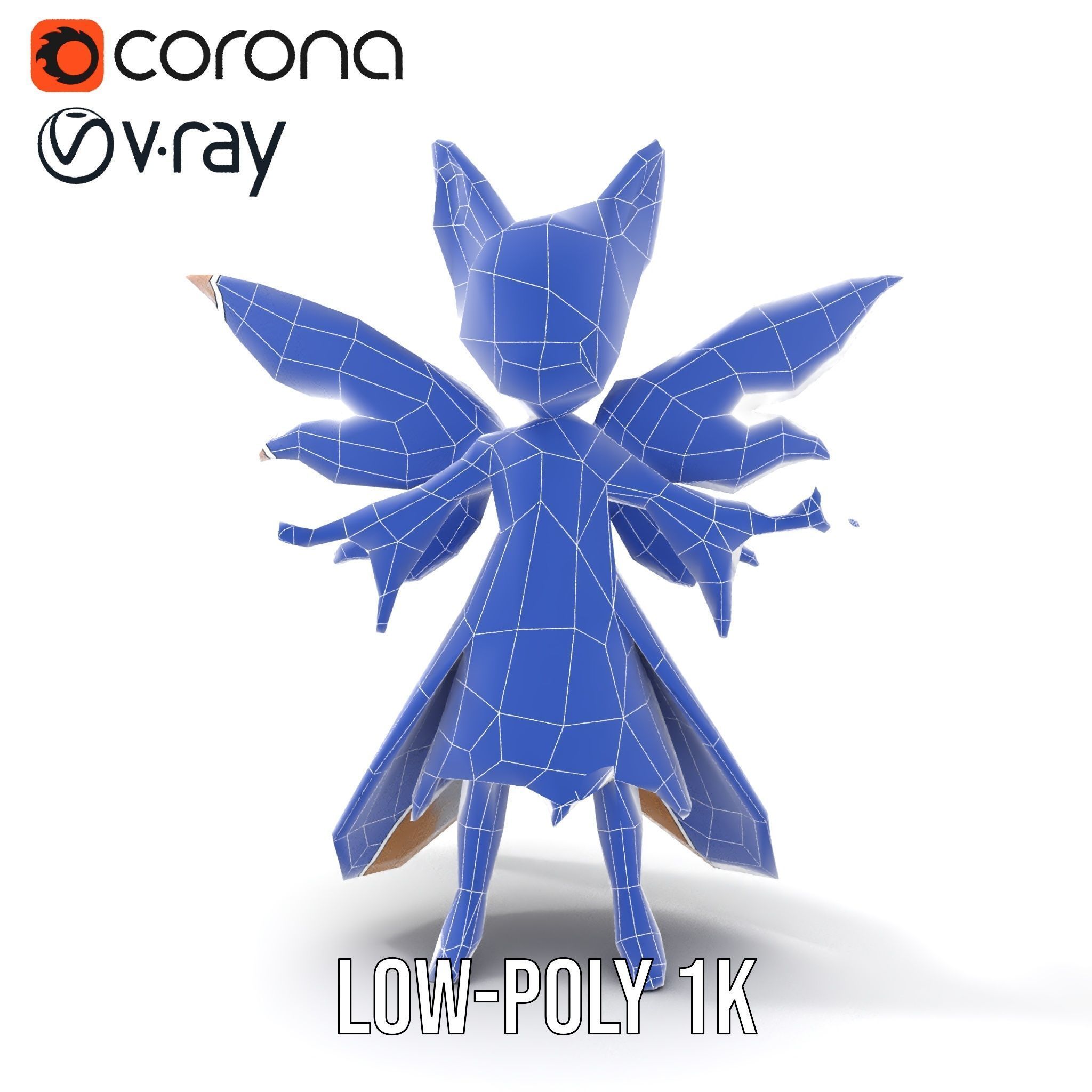 Mythical Feline Fairy Rigged and Animated D Character Model Low-poly 3D model_15