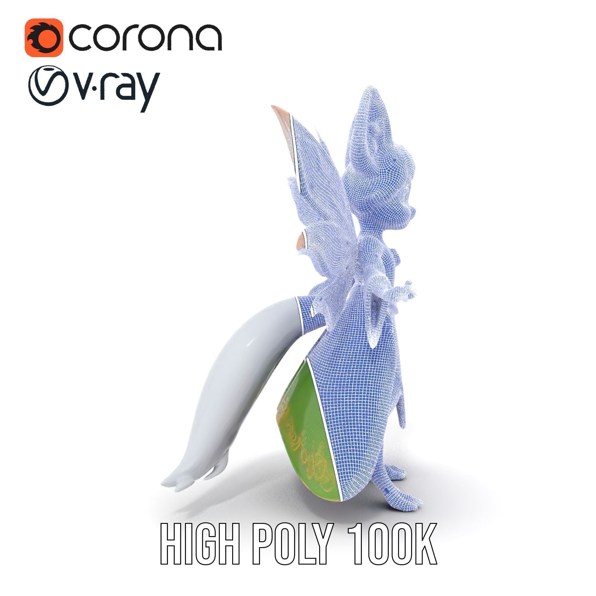 Mythical Feline Fairy Rigged and Animated D Character Model Low-poly 3D model_36
