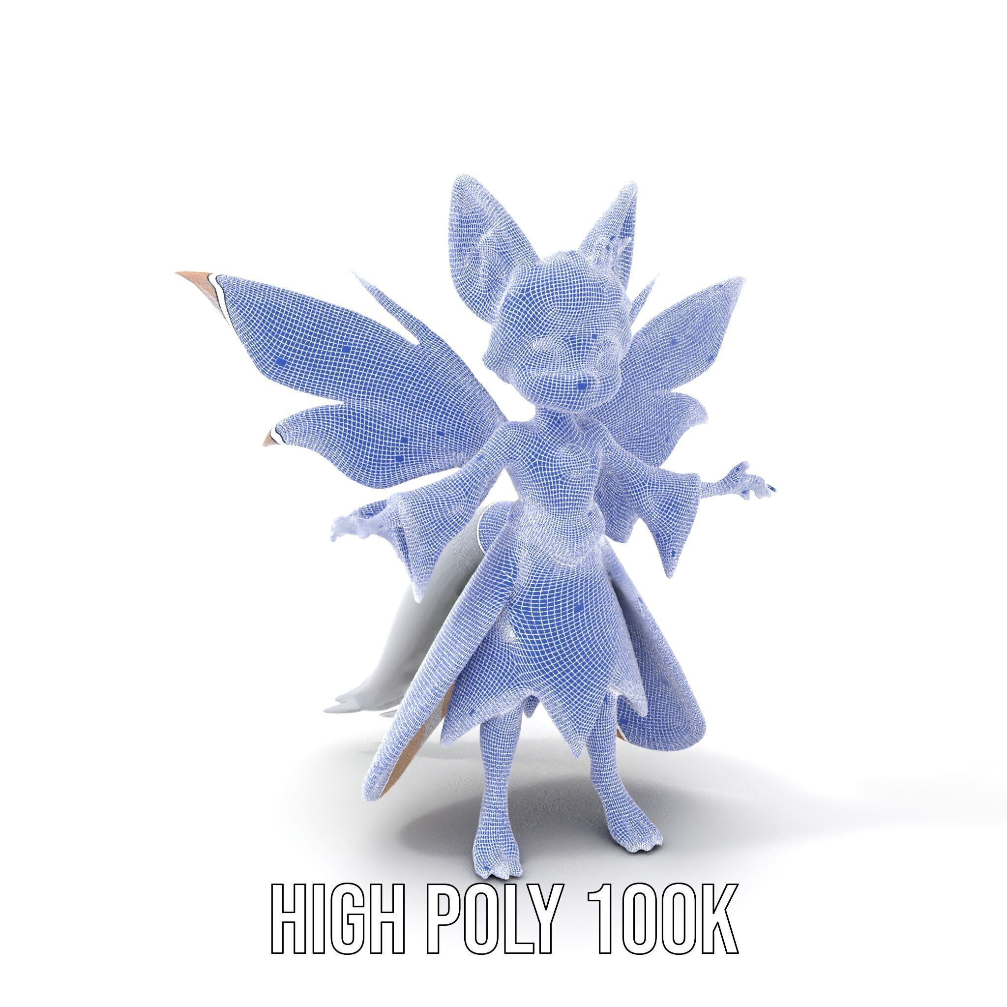 Mythical Feline Fairy Rigged and Animated D Character Model Low-poly 3D model_5