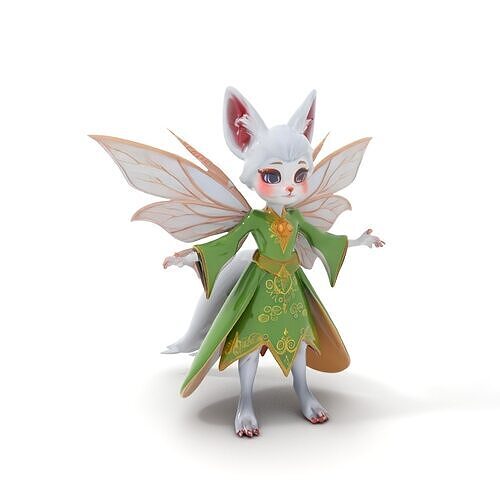 Mythical Feline Fairy Rigged and Animated D Character Model Low-poly 3D model