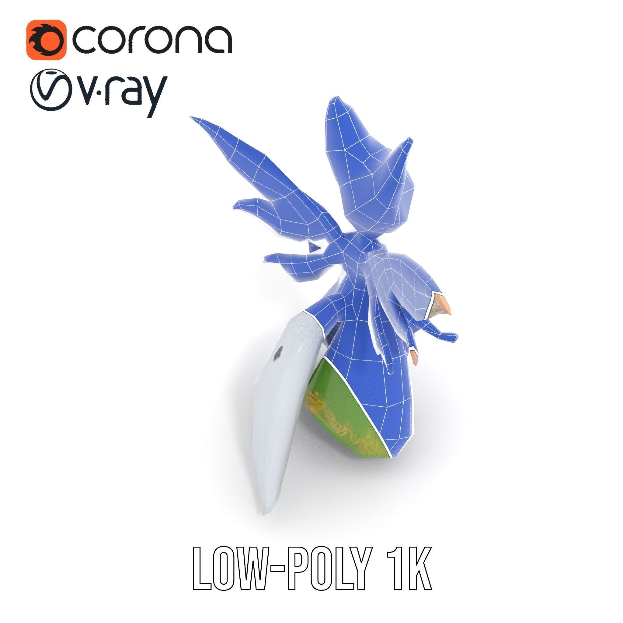 Mythical Feline Fairy Rigged and Animated D Character Model Low-poly 3D model_23