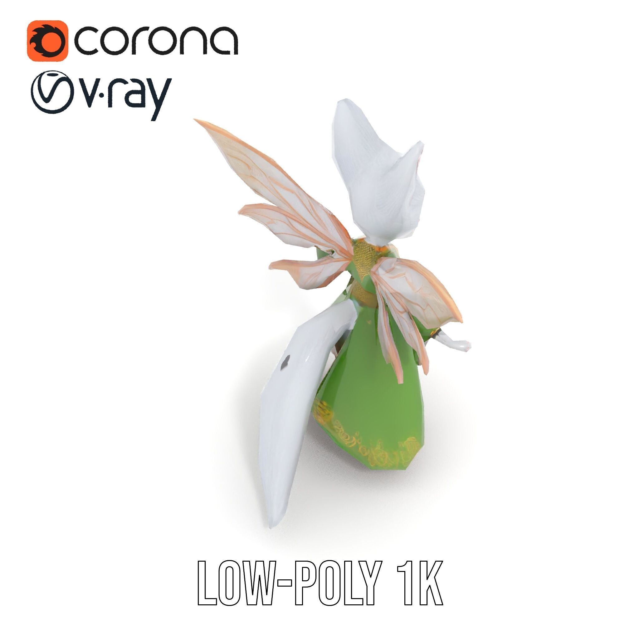 Mythical Feline Fairy Rigged and Animated D Character Model Low-poly 3D model_10