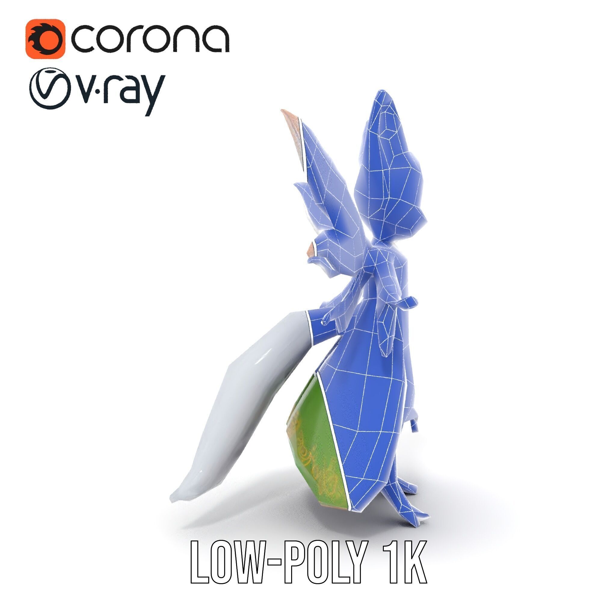 Mythical Feline Fairy Rigged and Animated D Character Model Low-poly 3D model_32