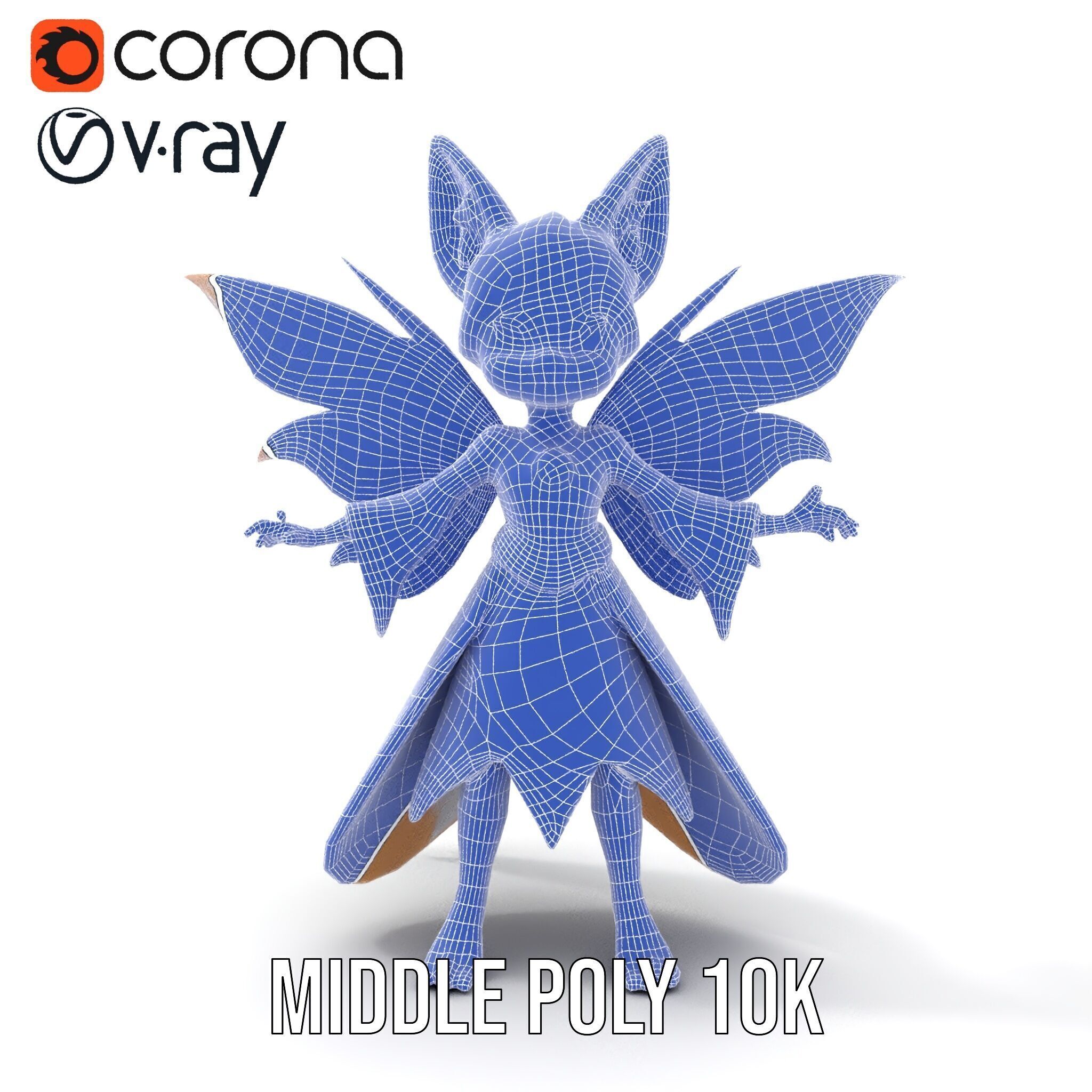 Mythical Feline Fairy Rigged and Animated D Character Model Low-poly 3D model_17