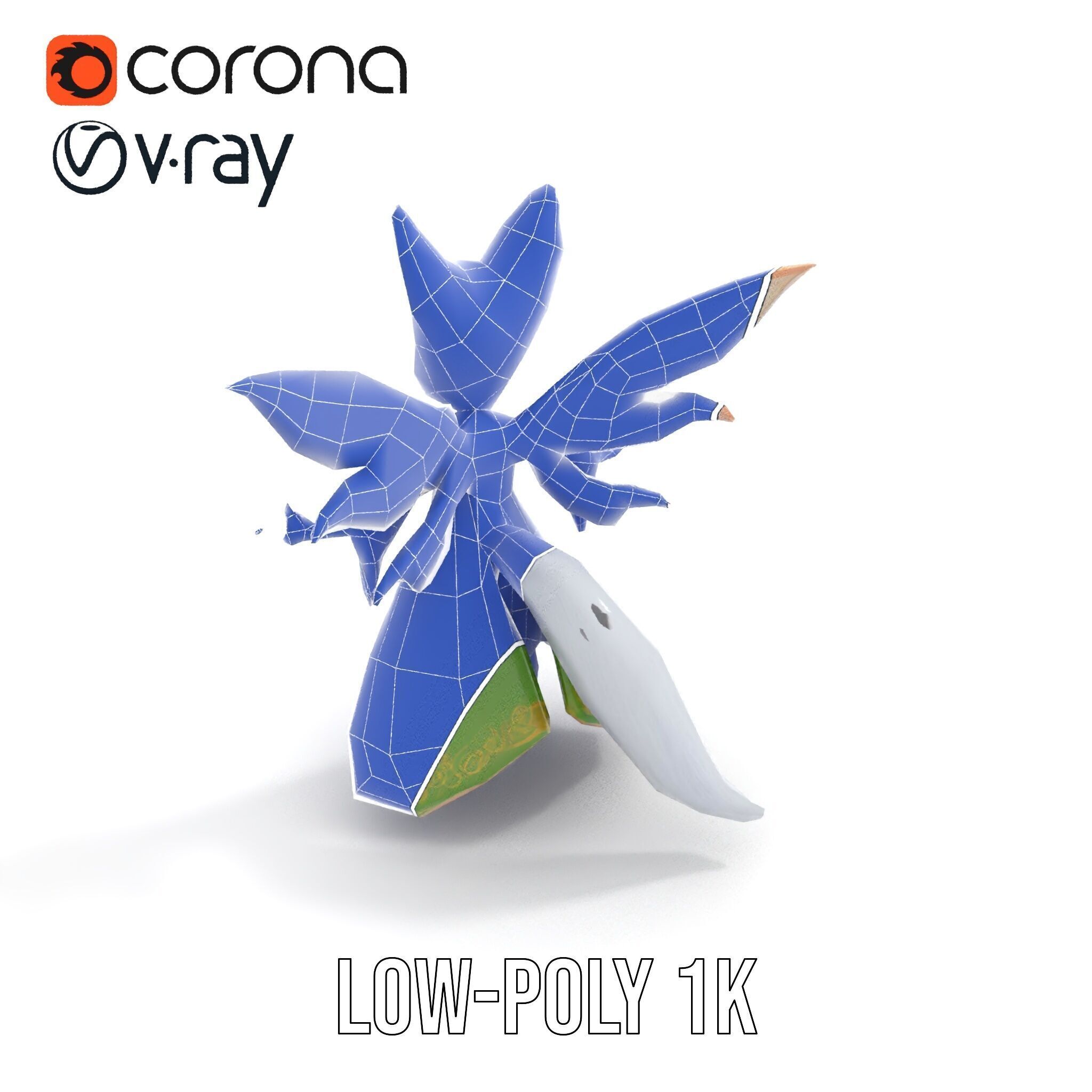 Mythical Feline Fairy Rigged and Animated D Character Model Low-poly 3D model_26