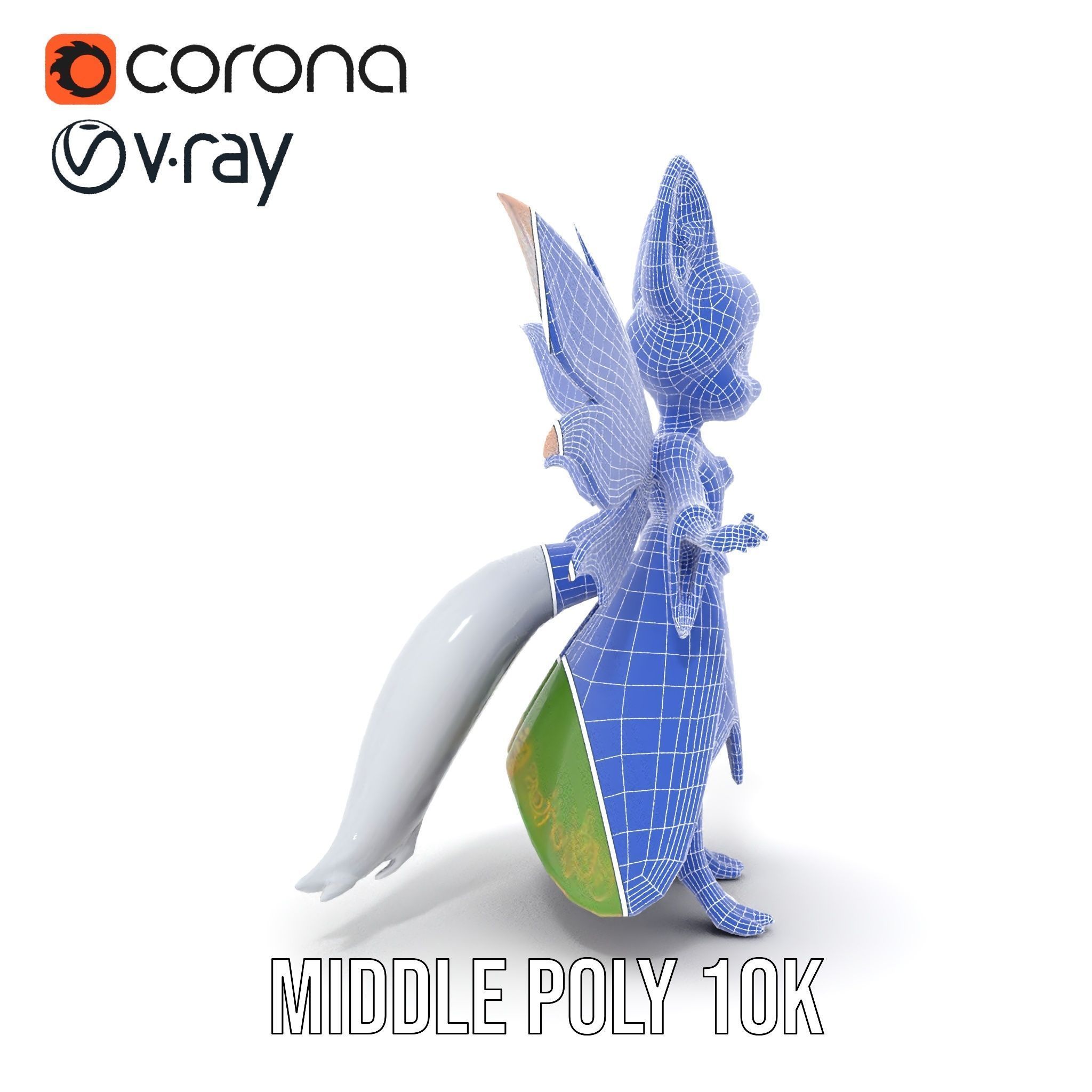 Mythical Feline Fairy Rigged and Animated D Character Model Low-poly 3D model_28