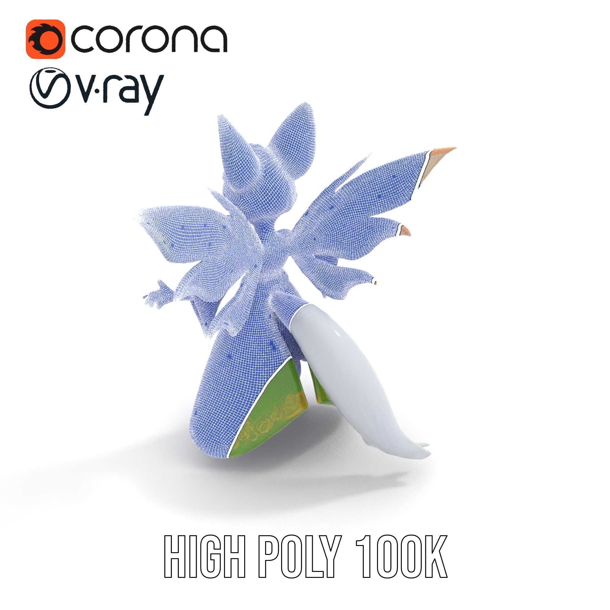 Mythical Feline Fairy Rigged and Animated D Character Model Low-poly 3D model_27