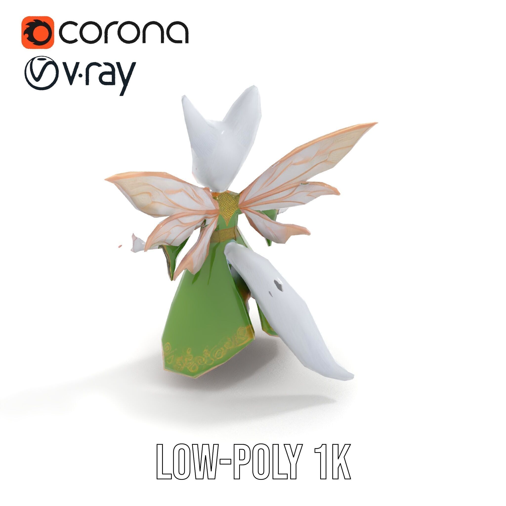 Mythical Feline Fairy Rigged and Animated D Character Model Low-poly 3D model_29