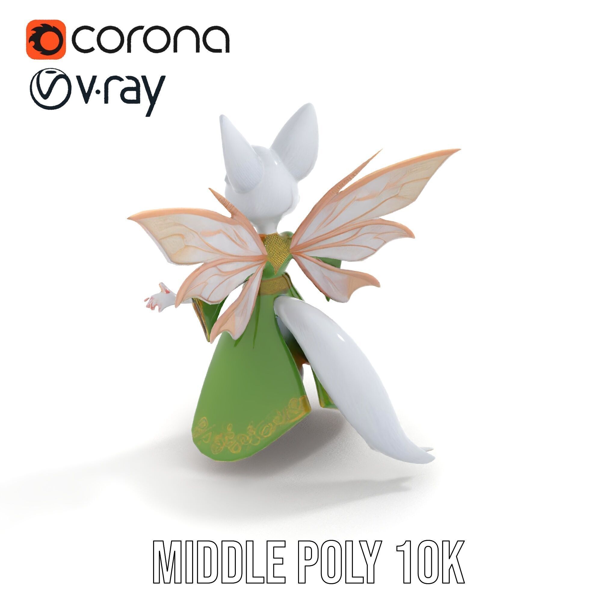 Mythical Feline Fairy Rigged and Animated D Character Model Low-poly 3D model_22