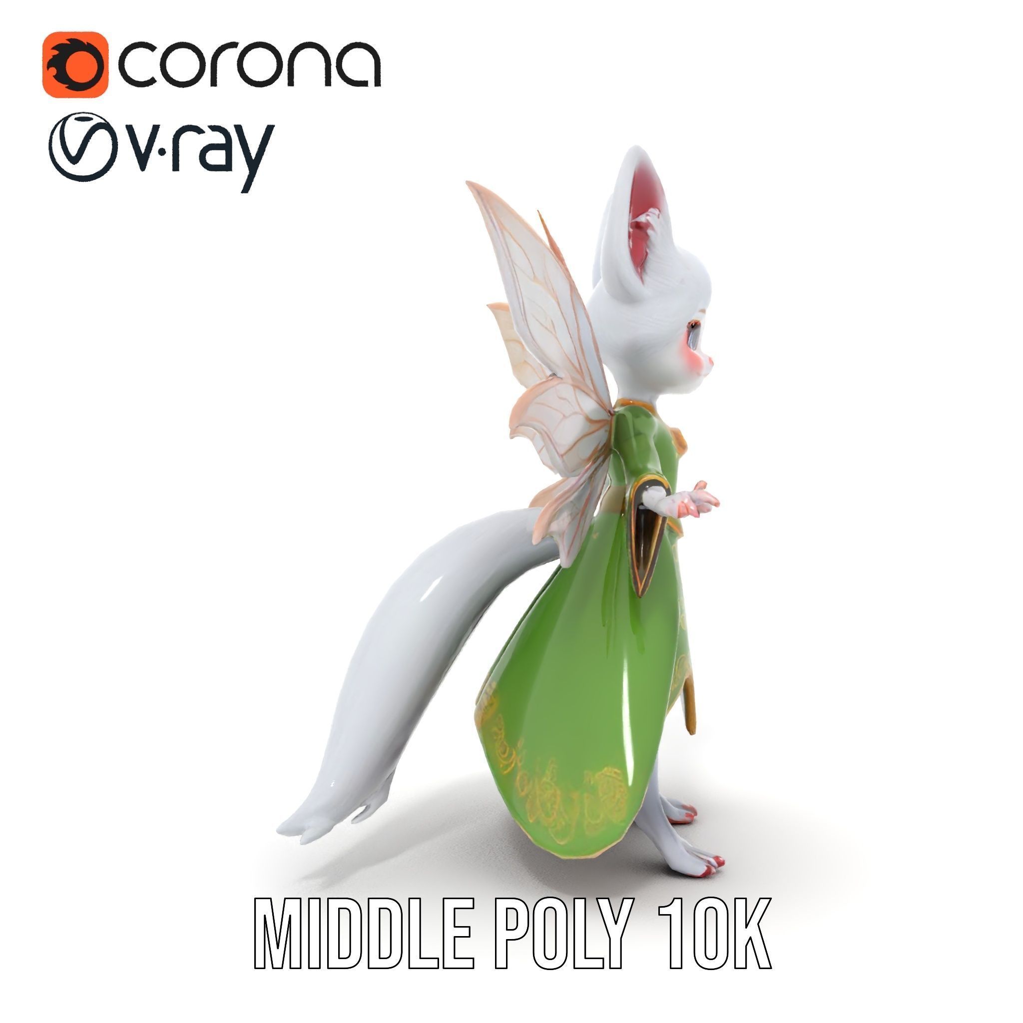 Mythical Feline Fairy Rigged and Animated D Character Model Low-poly 3D model_25