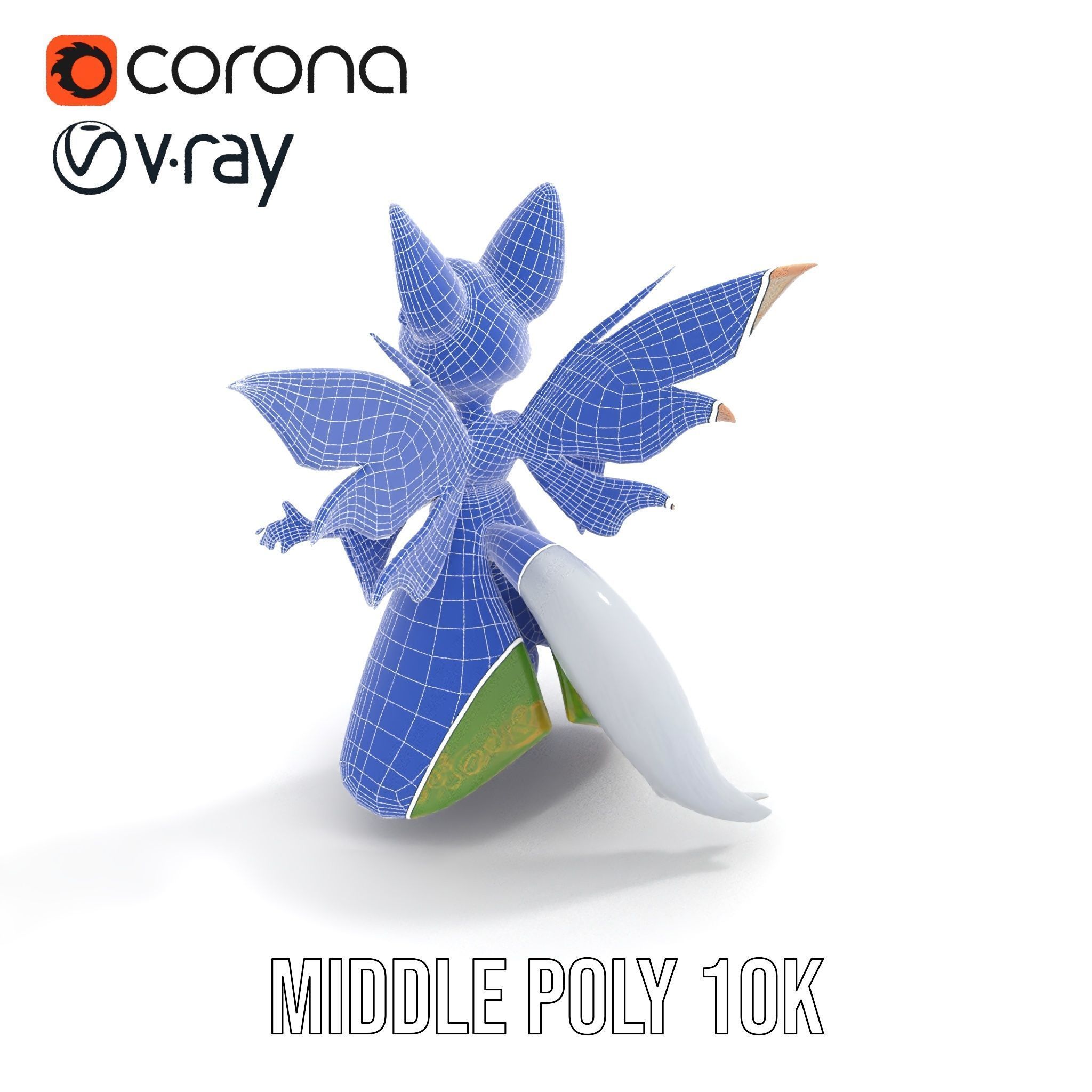 Mythical Feline Fairy Rigged and Animated D Character Model Low-poly 3D model_35