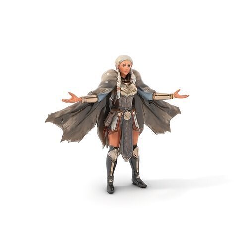 FurClad Warrior Princess Rigged and Animated Character Model Low-poly 3D model