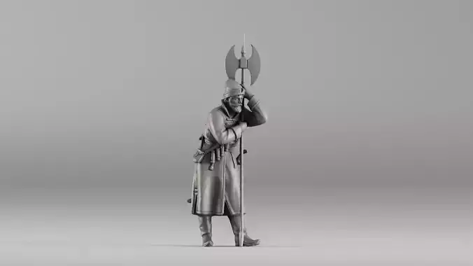 001639 Guard at Rest Medieval Halberd Soldier 3dp 3D print model