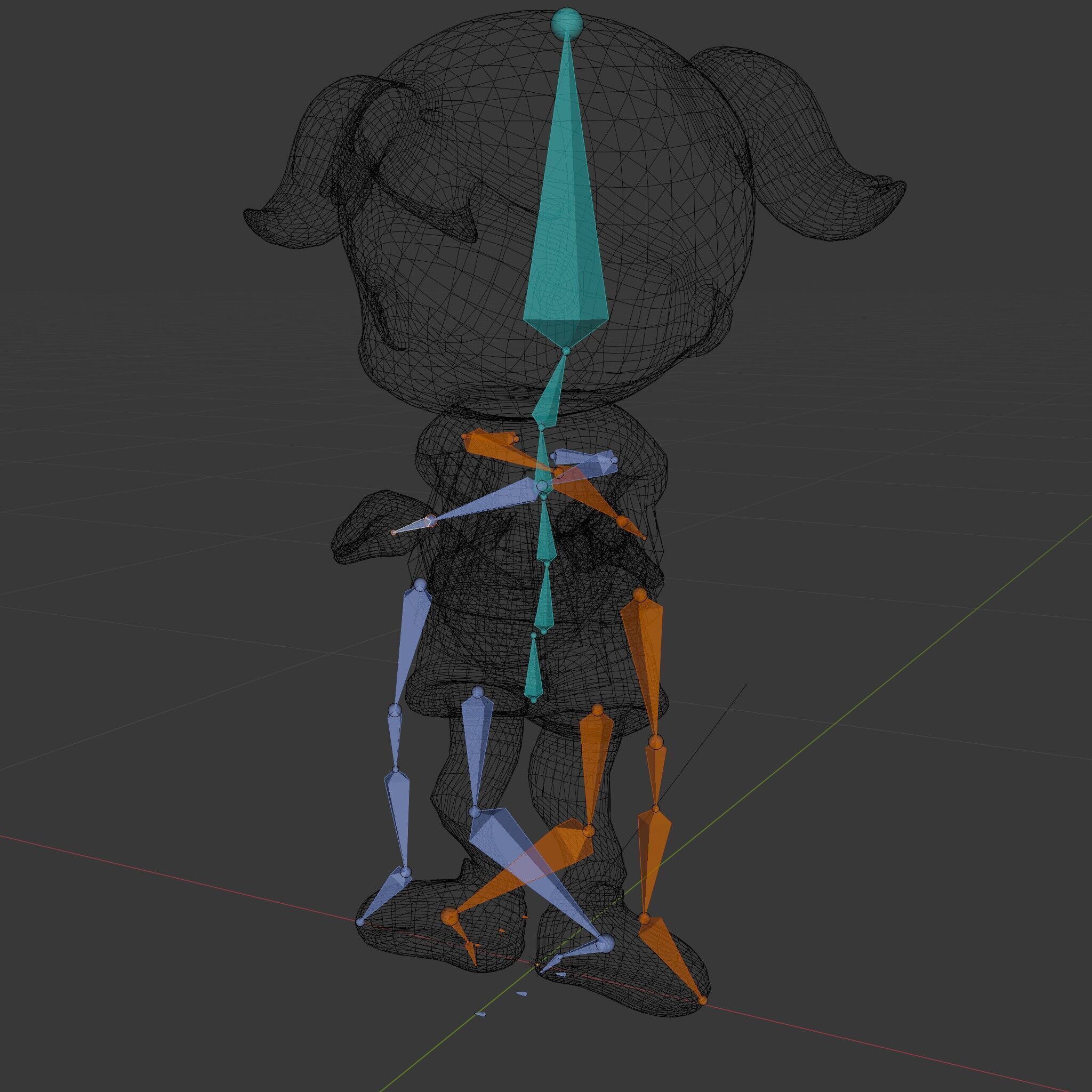 Cute PinkHaired Child Character Model Rigged and Animated Low-poly 3D model_6