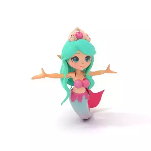 Charming Mermaid D Model Rigged and Animated