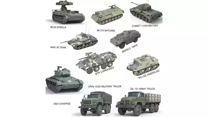 10 Military Vehicles Collection v14