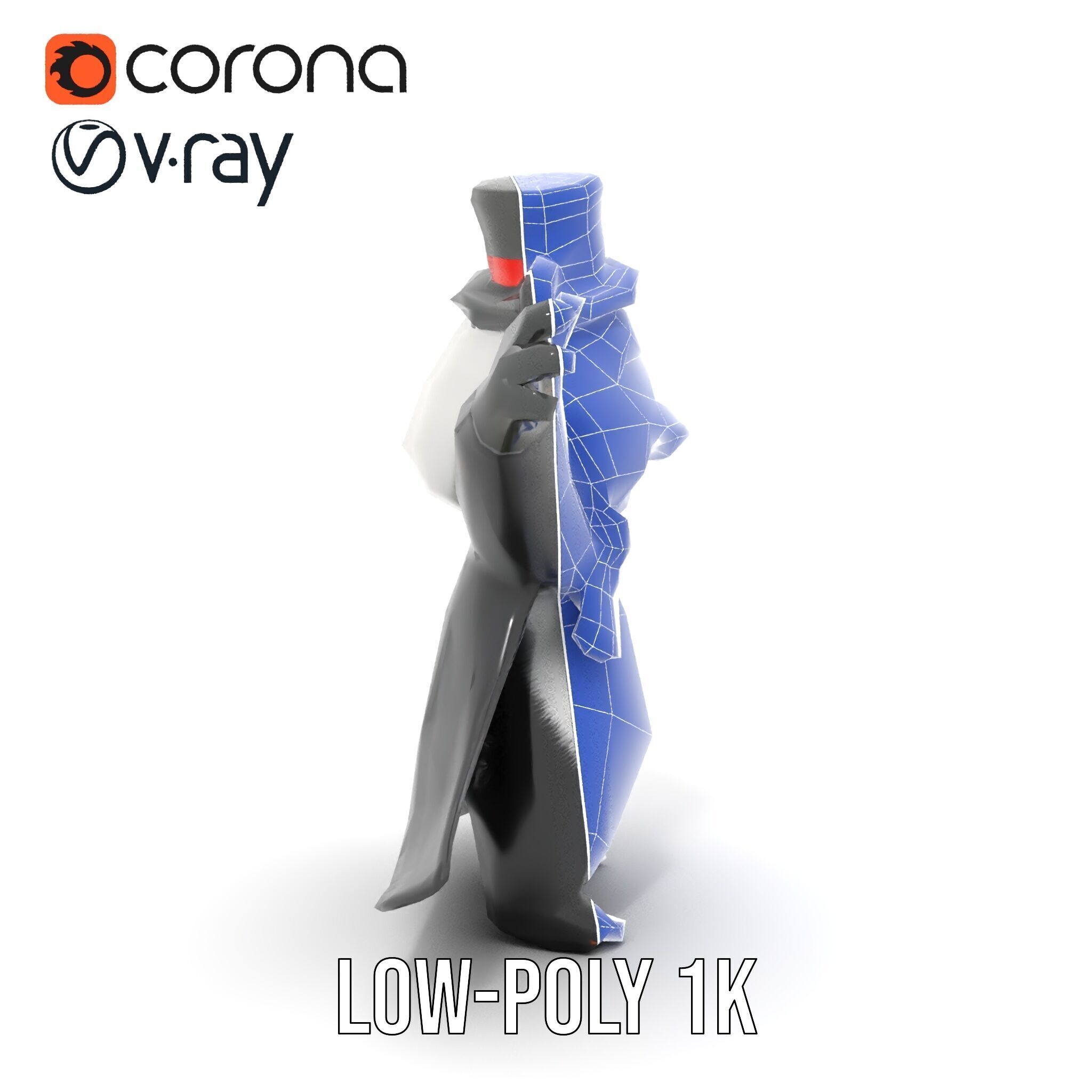 Charming Panda Magician D Character Model Rigged and Animated Low-poly 3D model_30